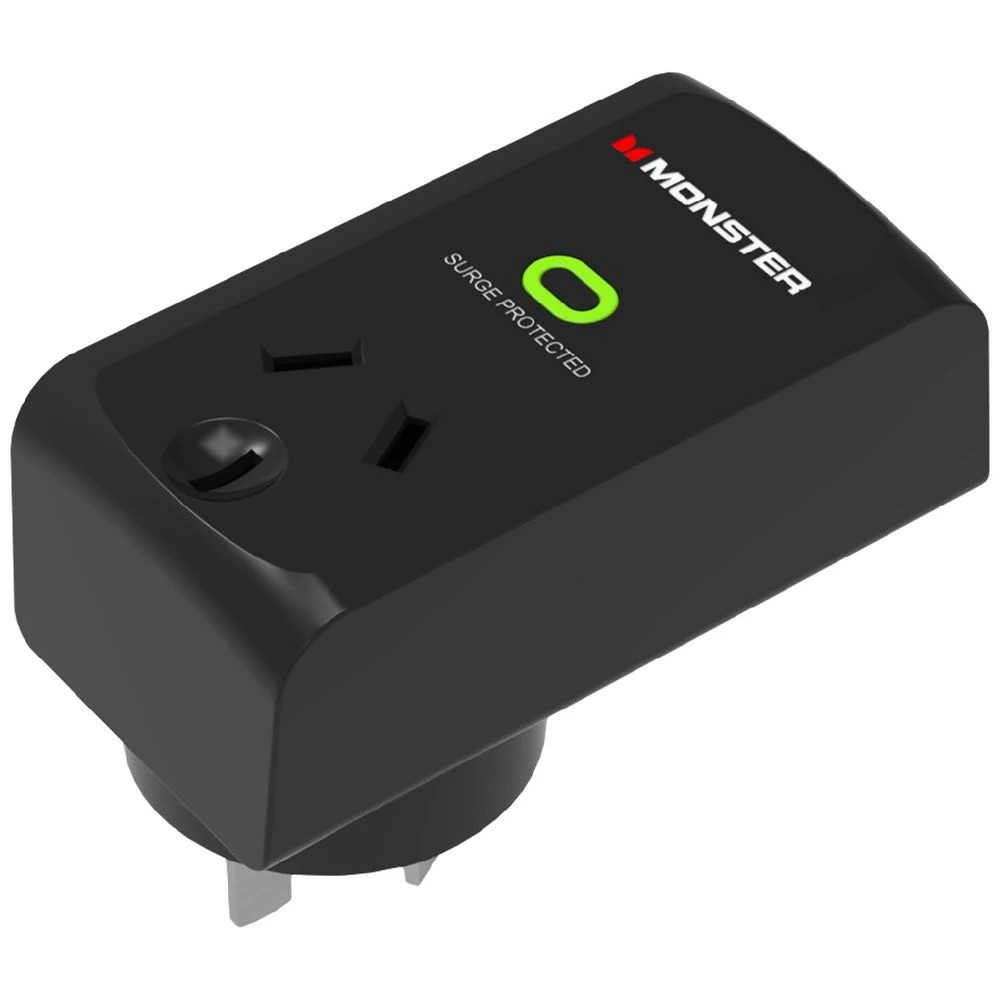 1 Monster 1 Socket Surge Protector Black, 1 of 3