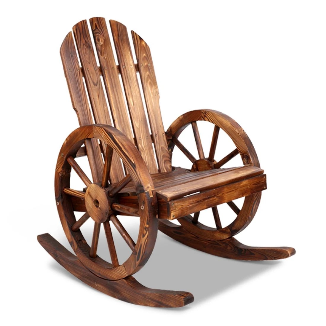 1 Gardeon Rocking Chairs en Wagon Chair Outdoor Furniture Lounge Patio Garden - Brown, 1 of 5