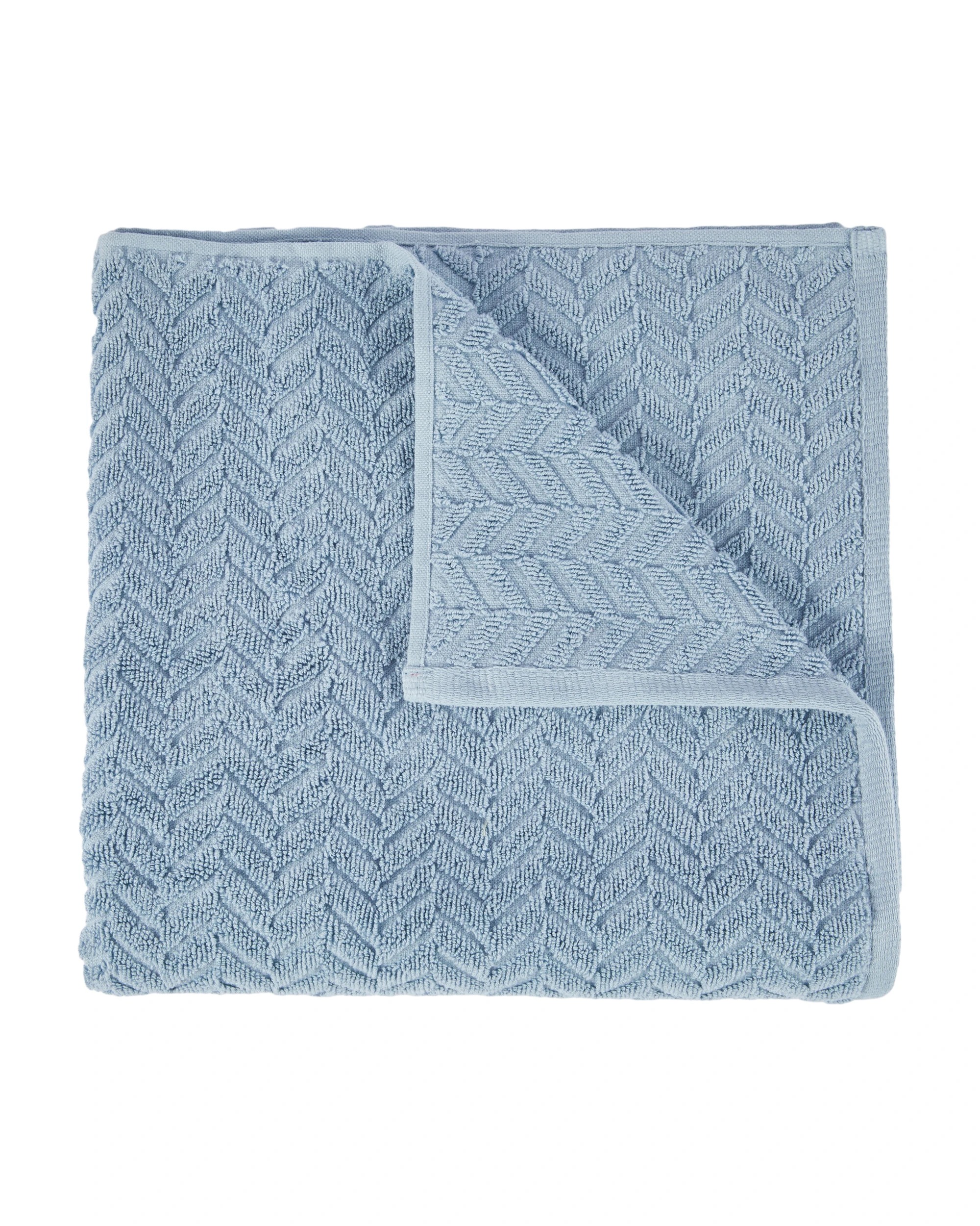 1 Chevron Cotton Bath Towel - Blue, 1 of 5