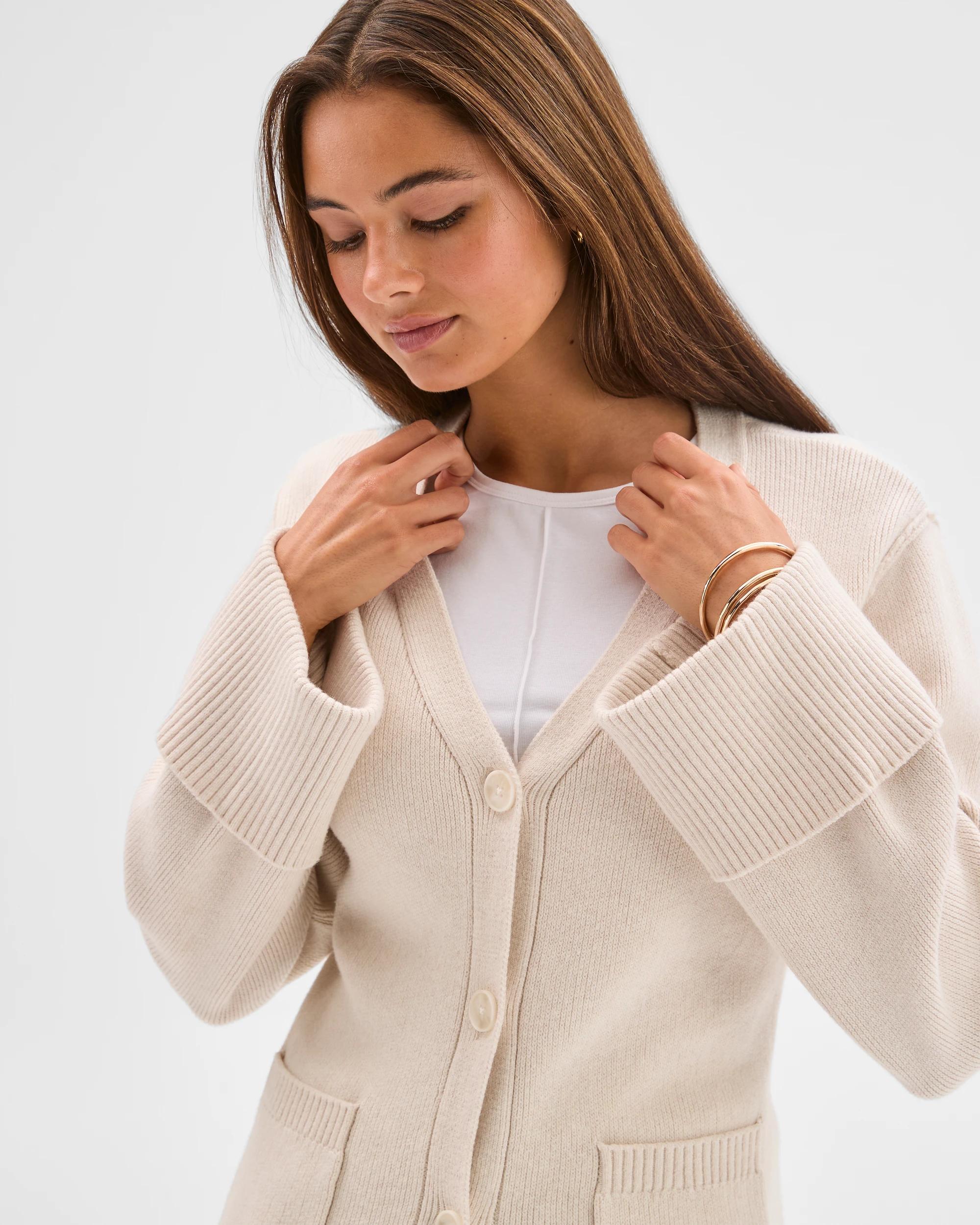 4 Lily Loves Australian Cotton Blend Longline Cardigan OAT, 4 of 8