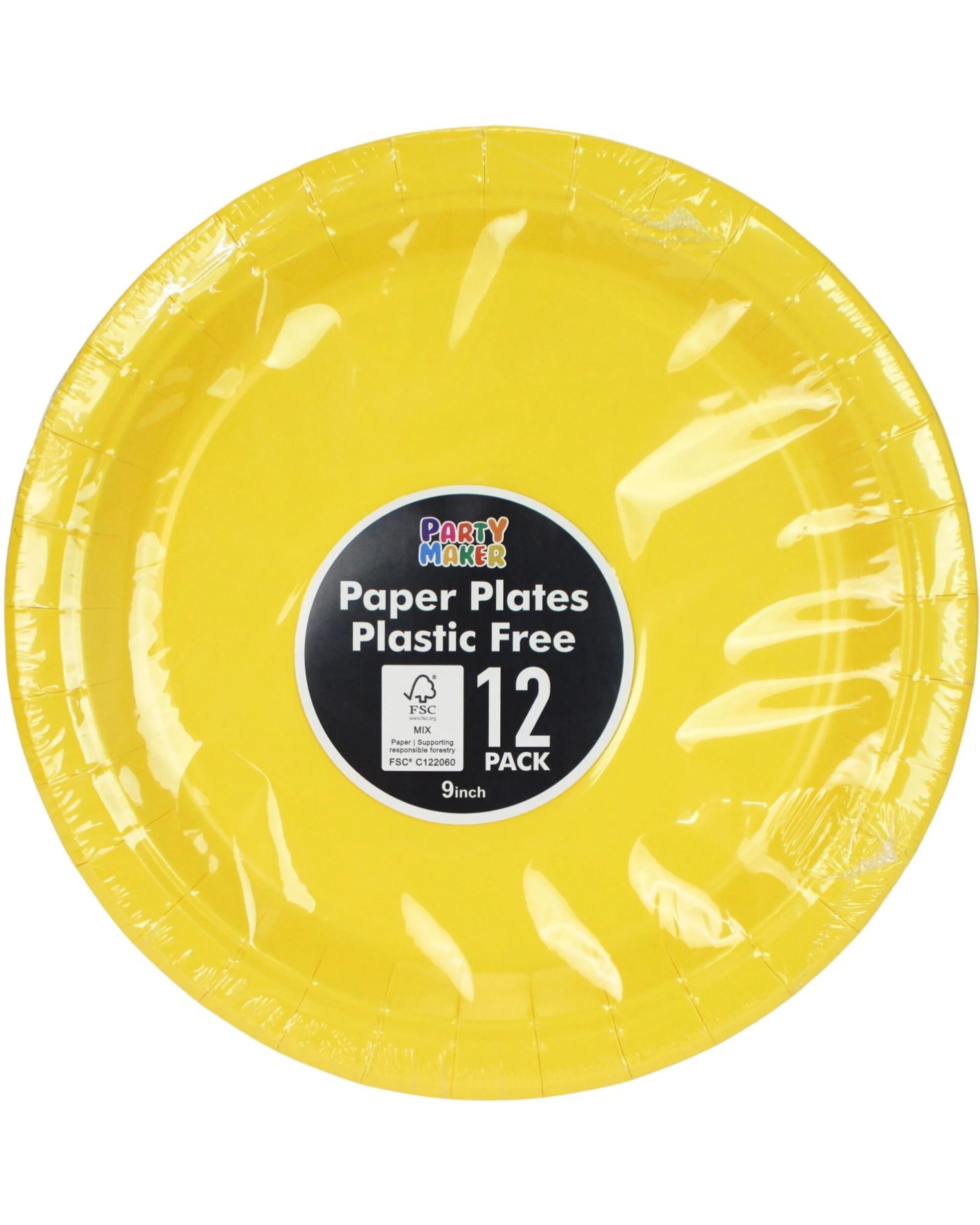 2 Party Maker Large Paper Plates Pack of 12 - Yellow, 2 of 3