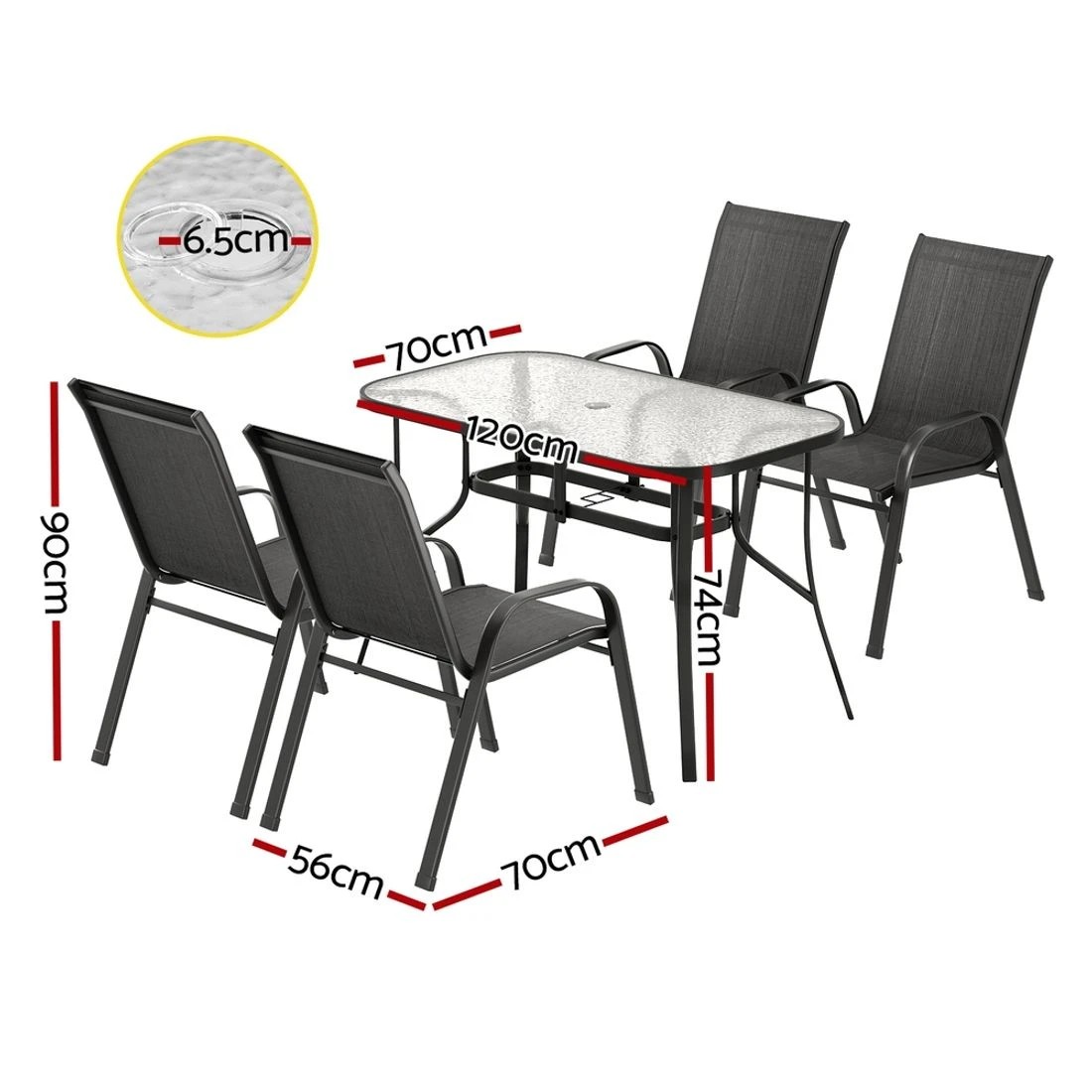 2 Gardeon 5PC Outdoor Dining Set Table and Chairs - Black, 2 of 5