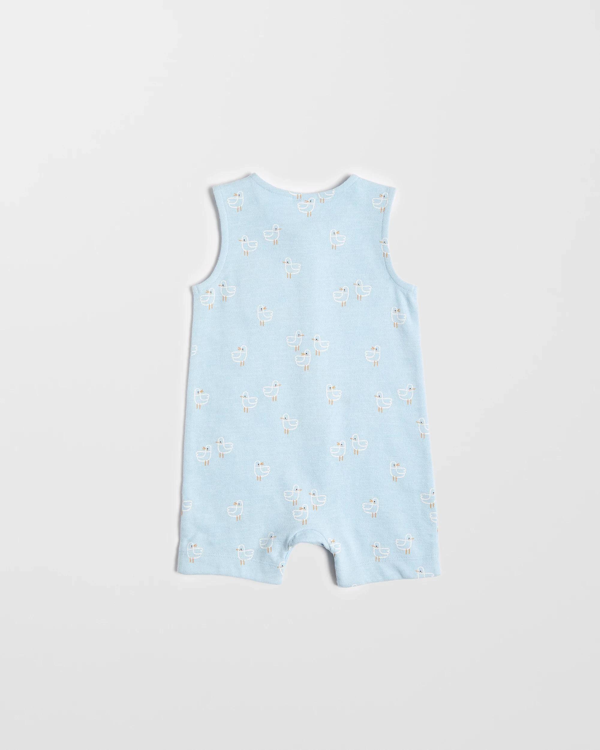 3 Target Baby Organic Cotton Knit Short Romper SEAGULLS BLUE, 3 of 4
