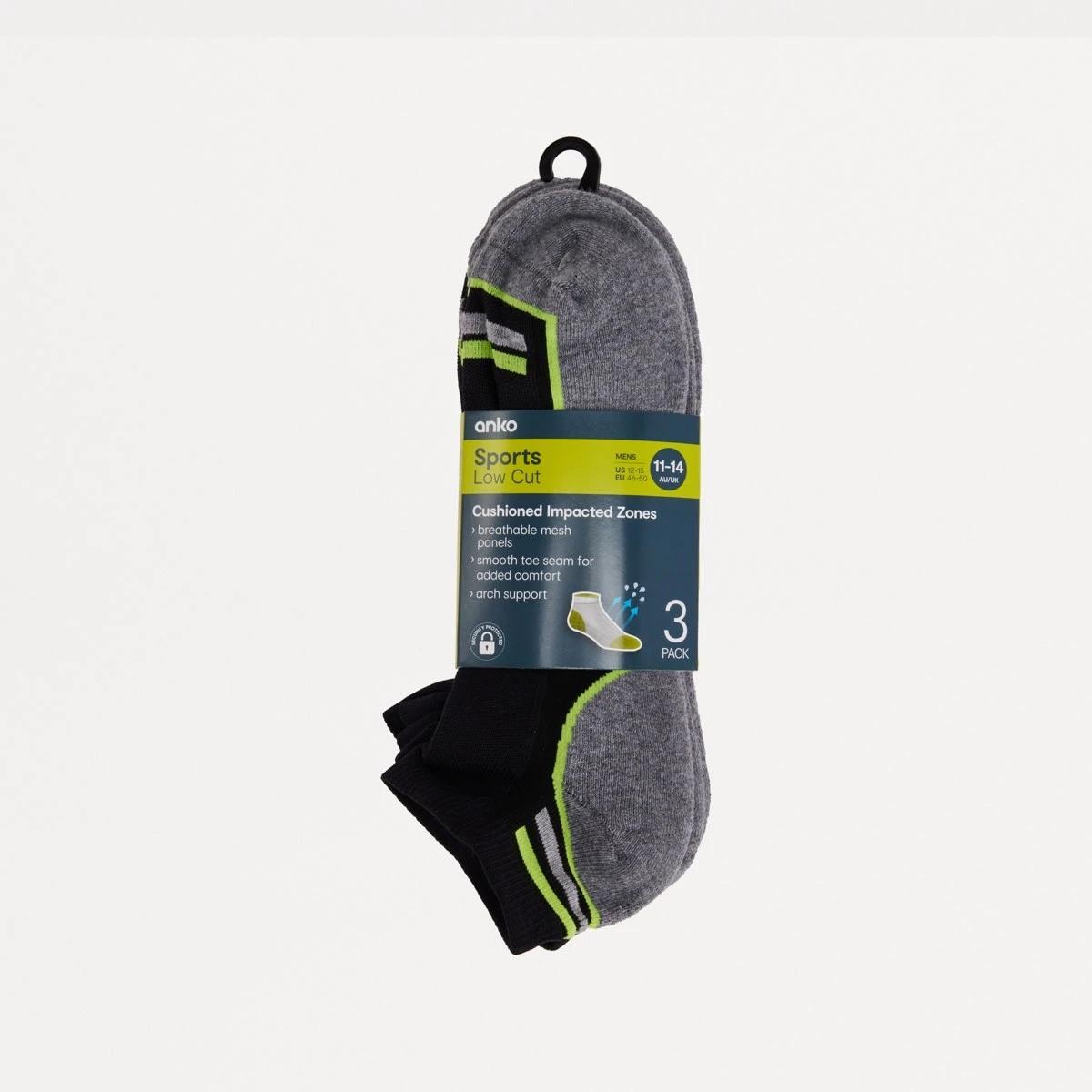 3 3 Pack Impact Zone Low Cut Sports Socks BLACK, 3 of 3