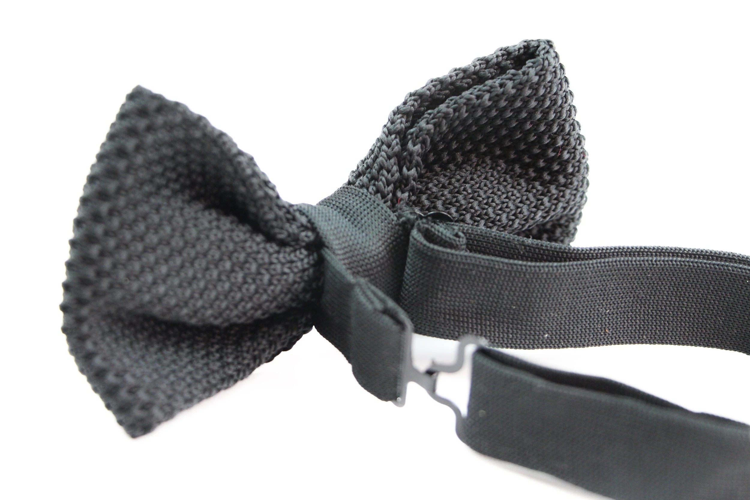2 Zasel Mens Black Cross-Hatched Knitted Bow Tie - Black, 2 of 6