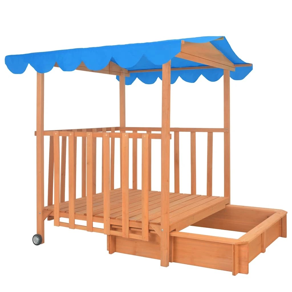 6 Vidaxl Playhouse With Sandbox Wooden Playhouse With Sandbox - Blue, 6 of 9