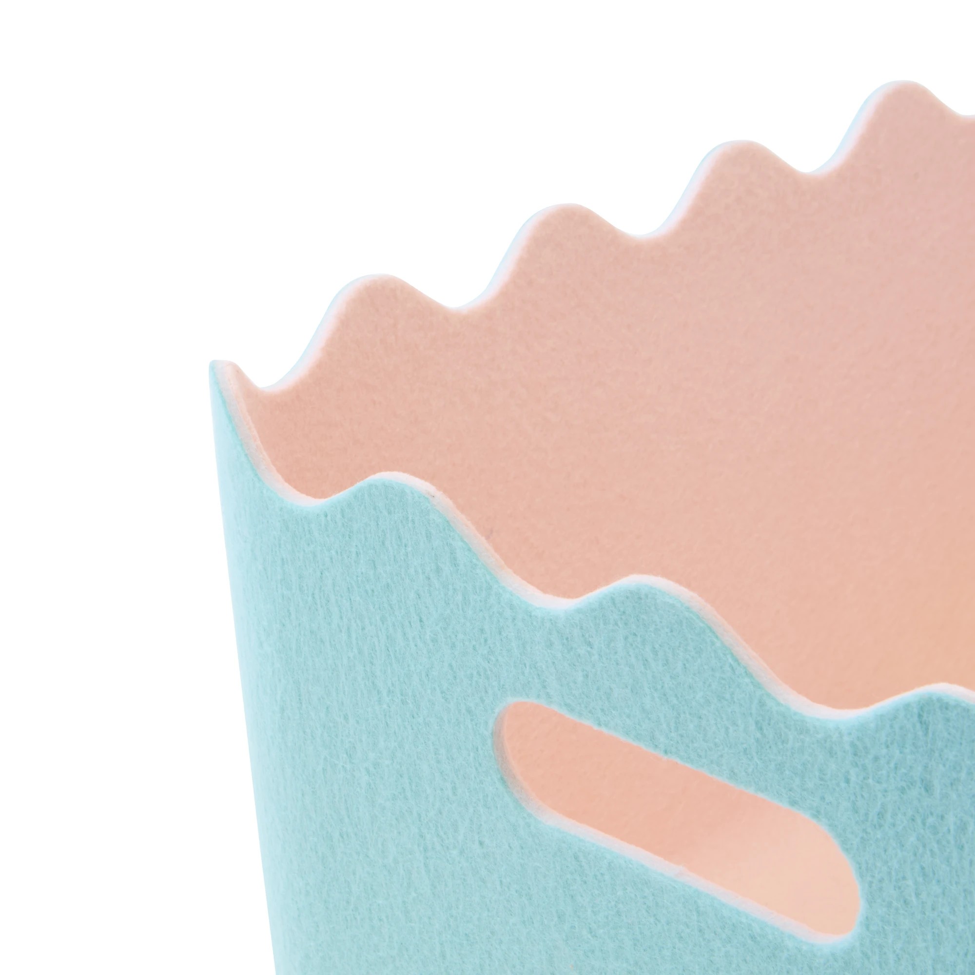 7 Two Tone Wave Felt Basket - Blue, 7 of 7