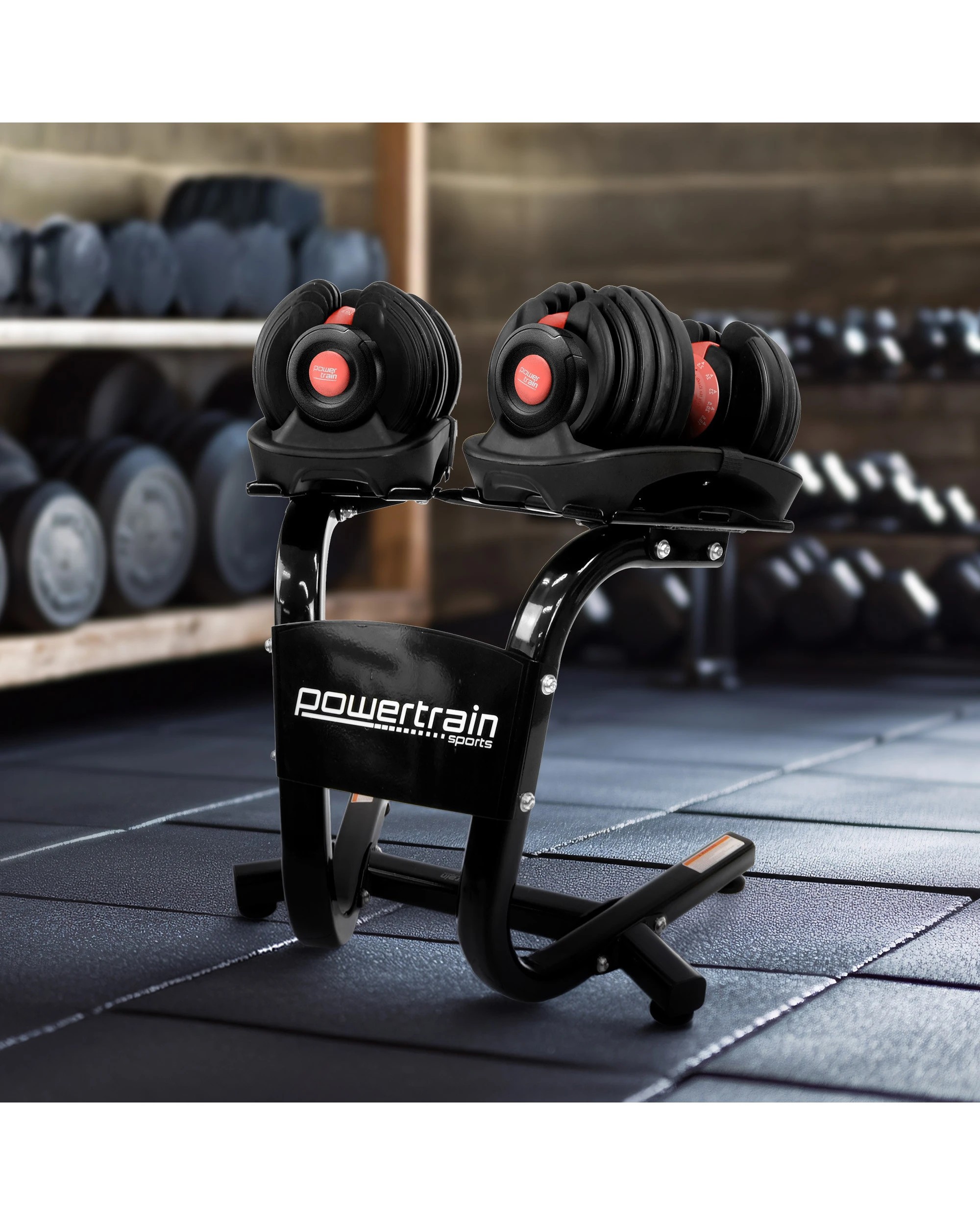 3 Powertrain 48kg Adjustable Dumbbells Set Home Gym Exercise Free Weights Stand - Red, 3 of 8