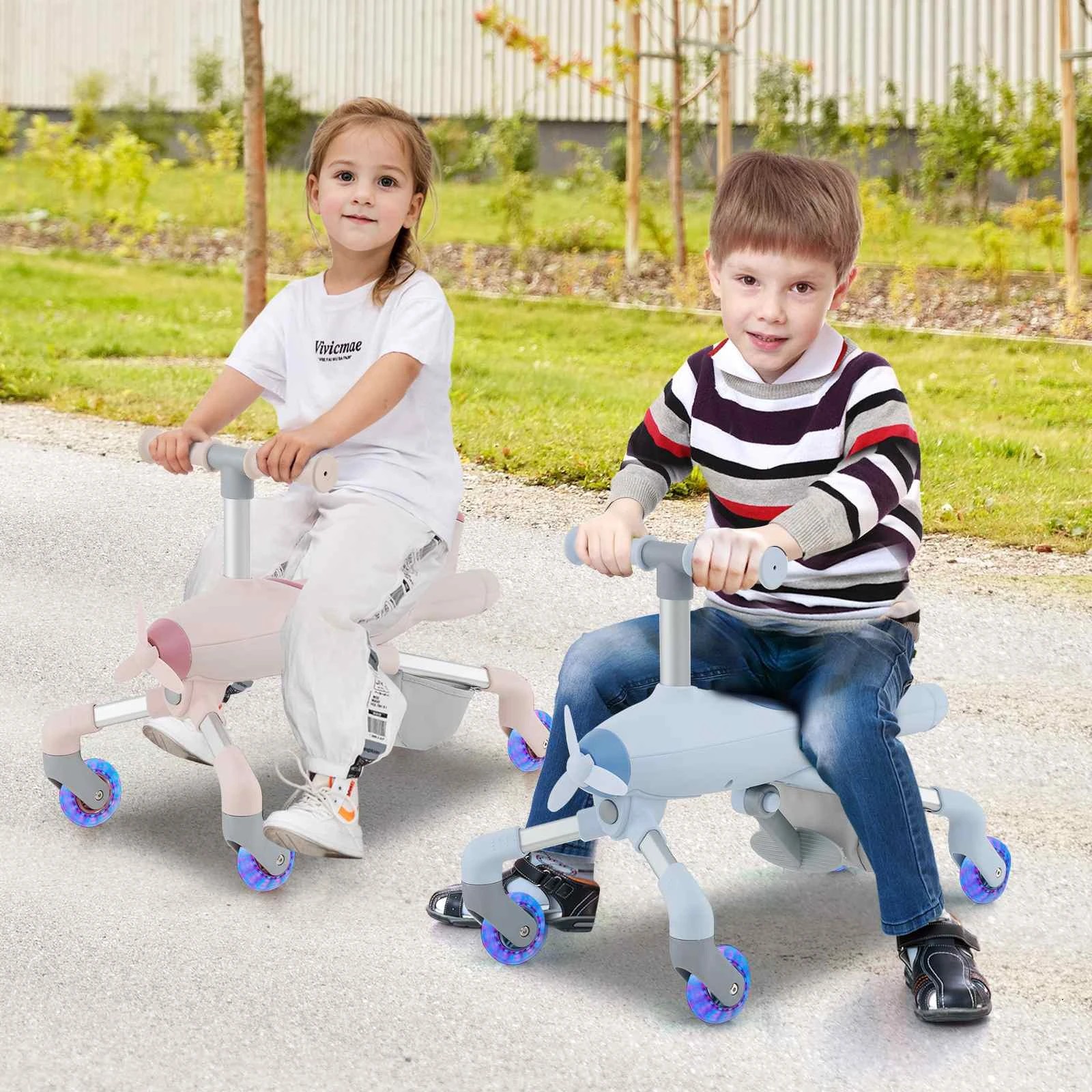 2 Costway Ride-on Push Car Plane-Themed Foot-to-Floor Sliding Toy - Blue, 2 of 2