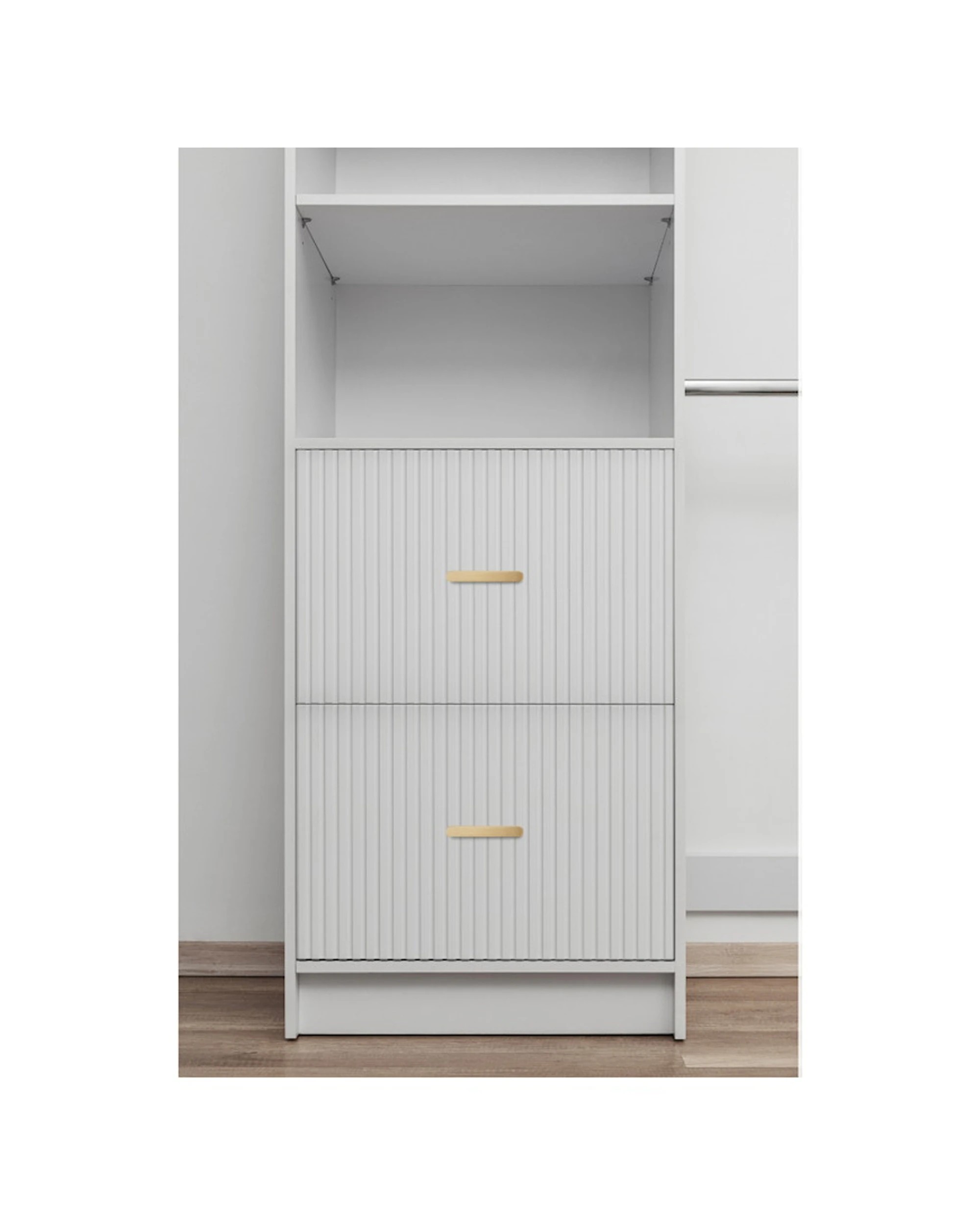 3 European Cabinetry Basel Walk In Wardrobe Kit Hamptons Brass Oval Handle - White, 3 of 4