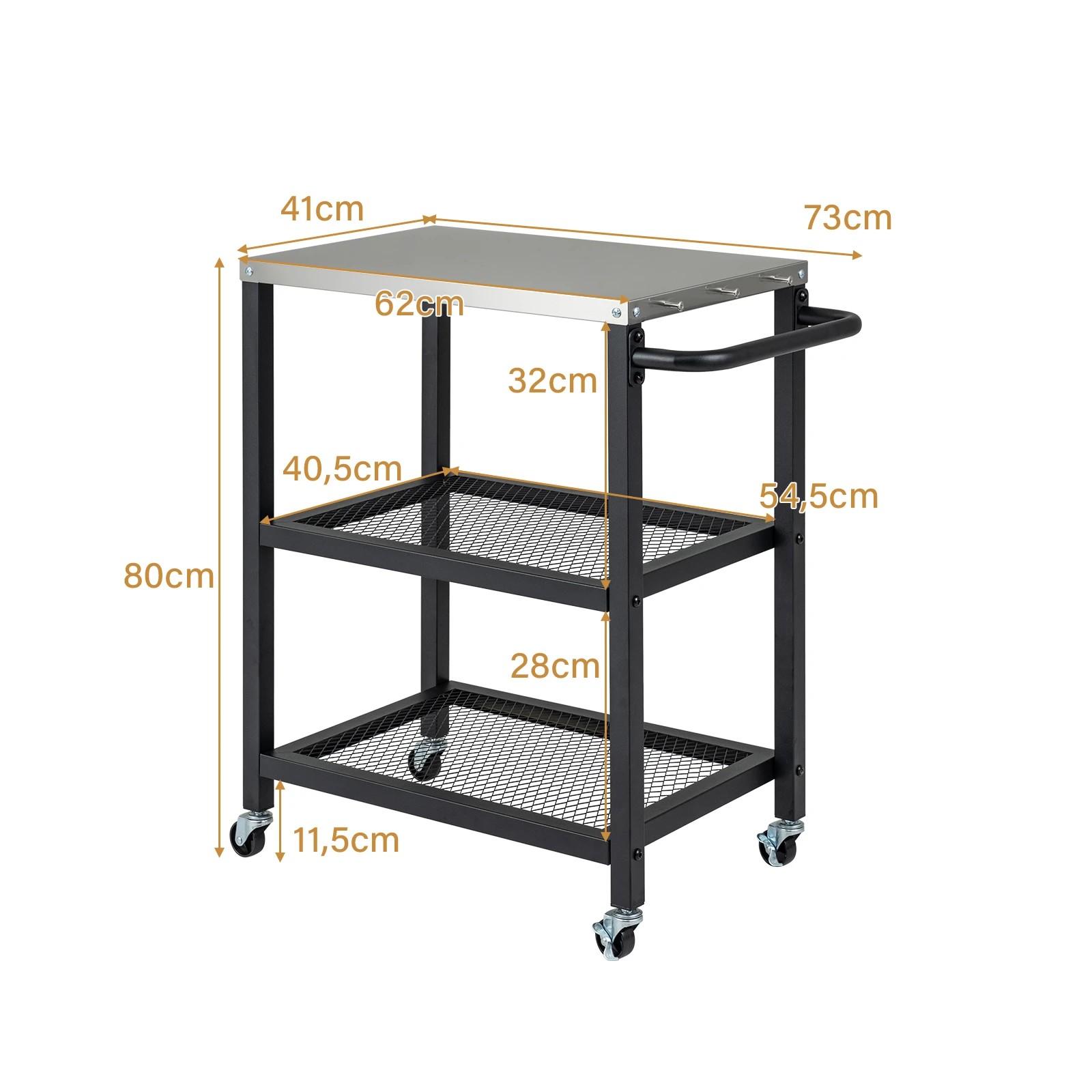 2 Costway 3-Tier Dining Cart Table Kitchen Serving Cart Mobile Food Prep Trolley - Black, 2 of 4