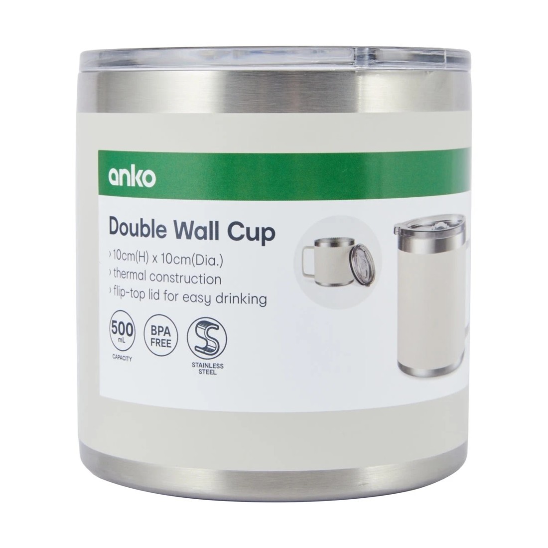 5 500ml Double Wall Cup - Stone, 5 of 5