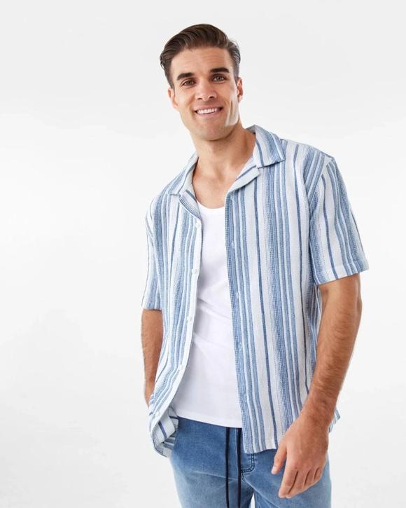 Short Sleeve Textured Stripe Shirt