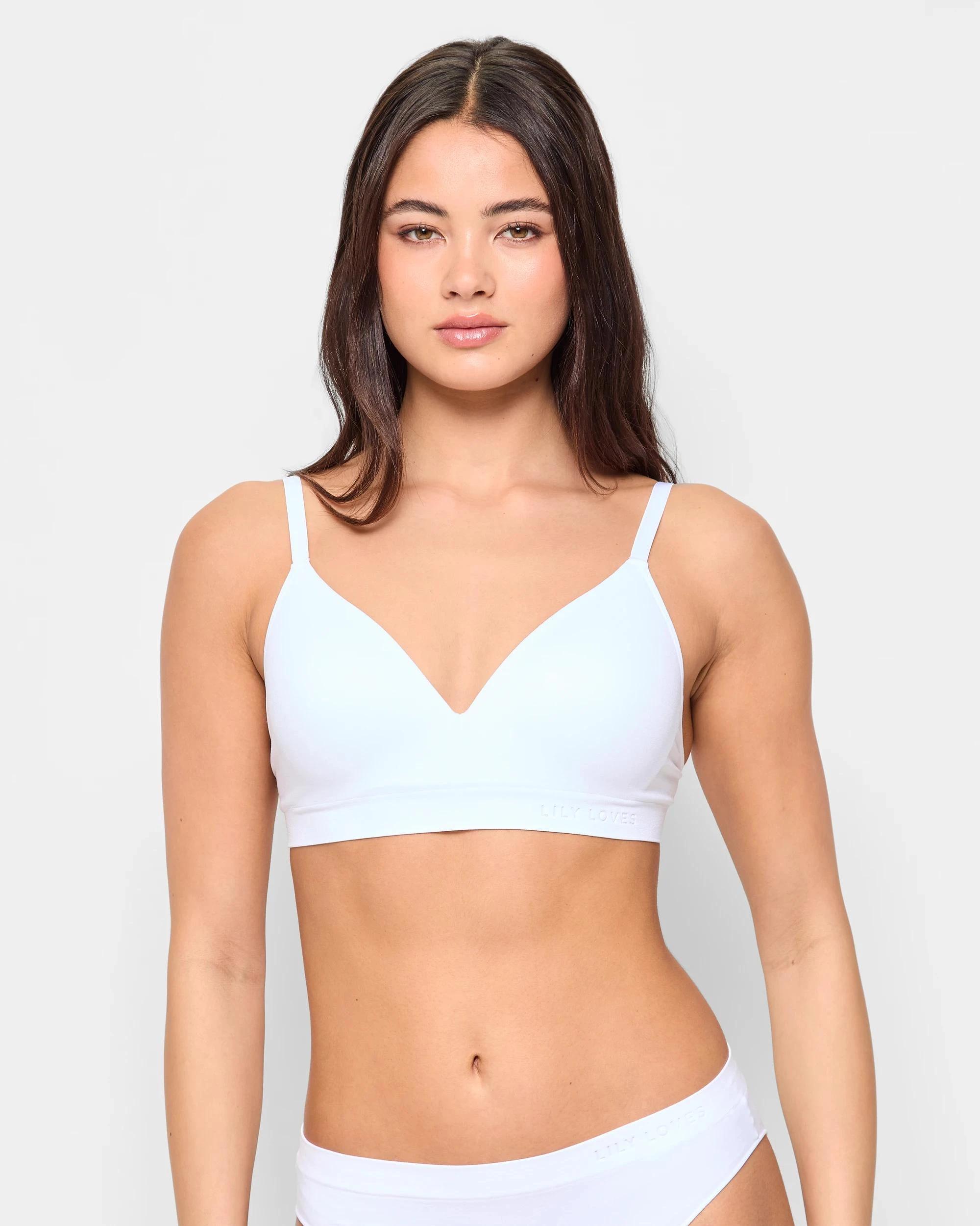 1 Lily Loves Seamfree Embossed Wirefree T-Shirt Crop Bra WHITE, 1 of 4