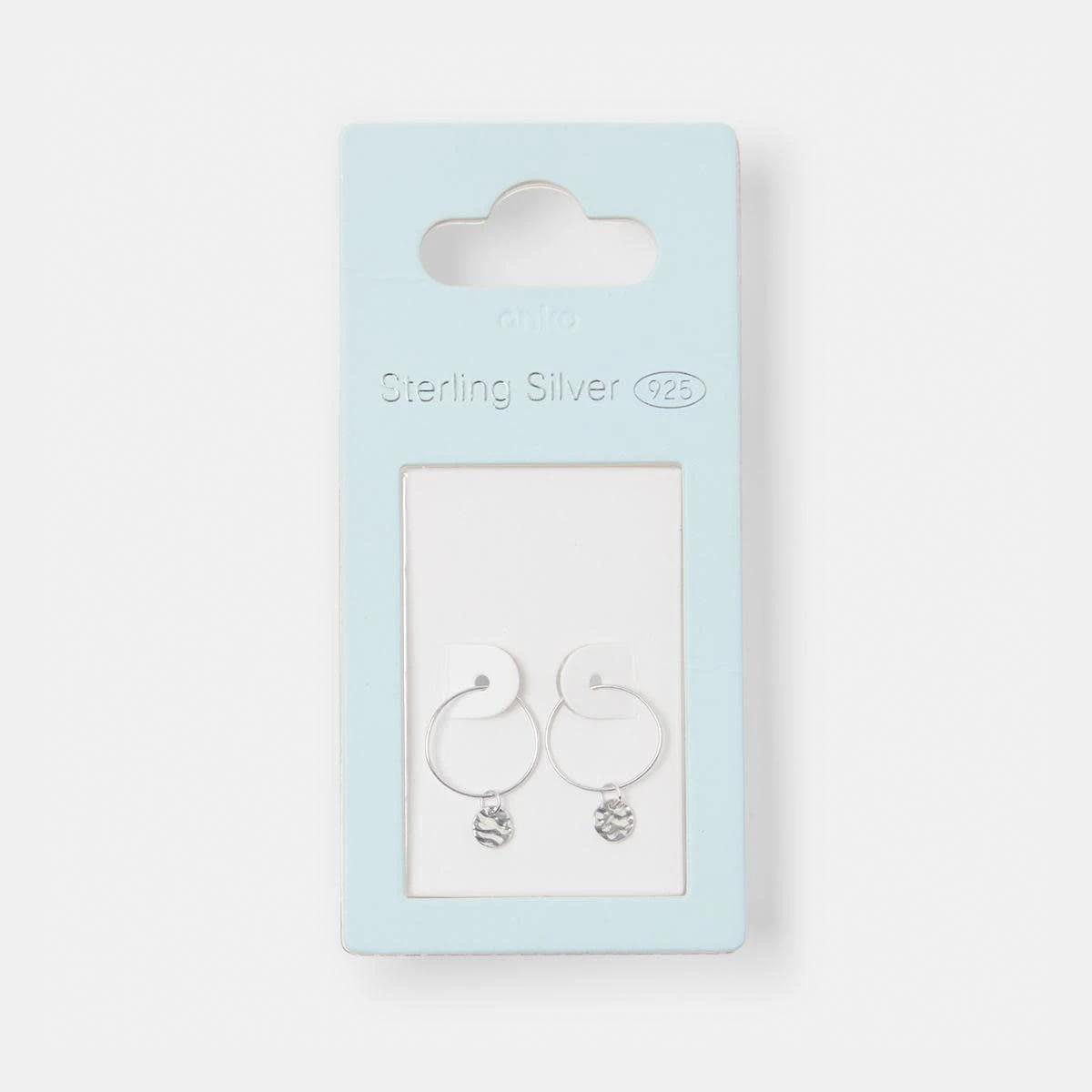 4 Sterling Silver Crinkle Hoop Earrings Silver, 4 of 4