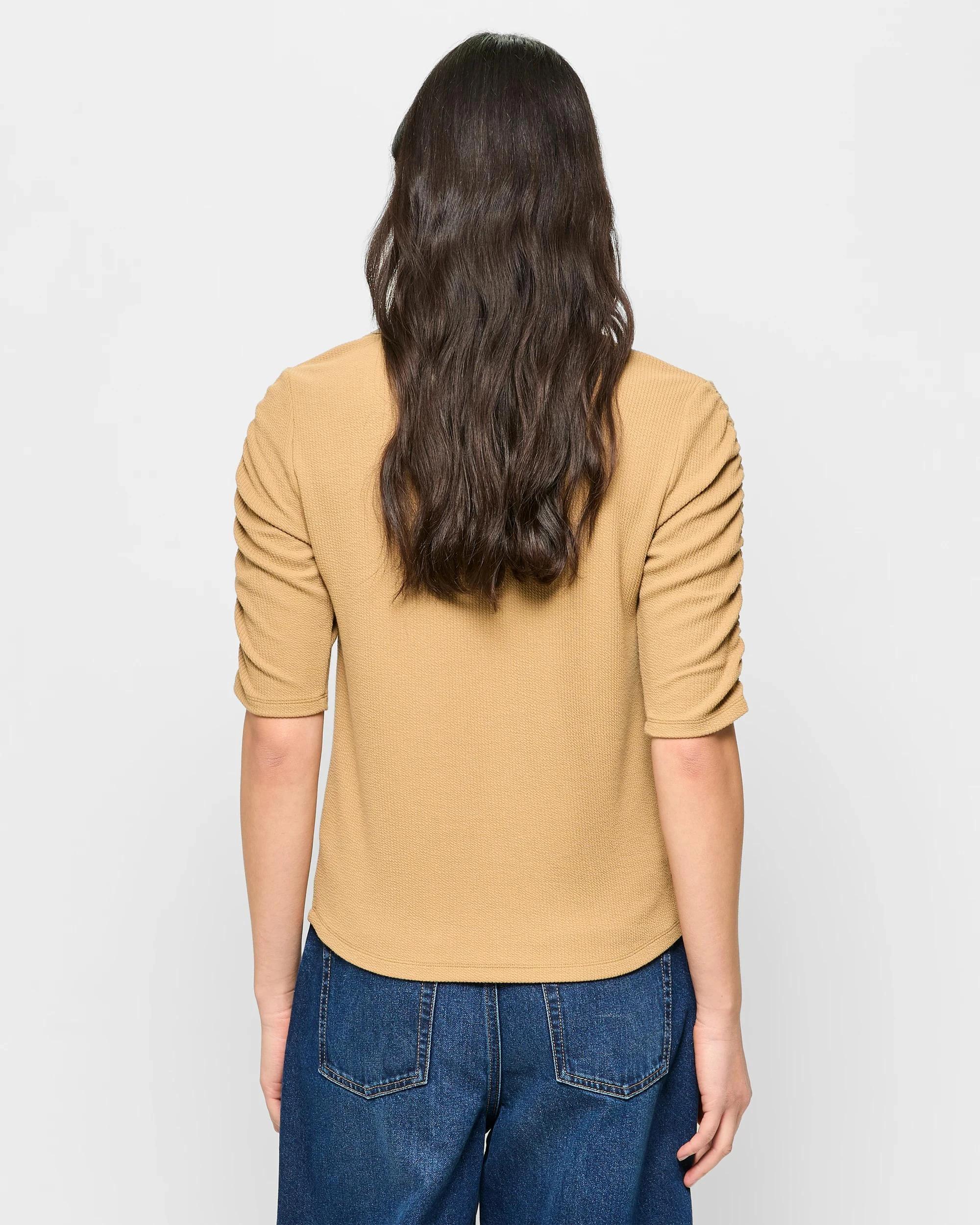 4 Target Ruched Sleeve Textured Top TEAKWOOD, 4 of 5