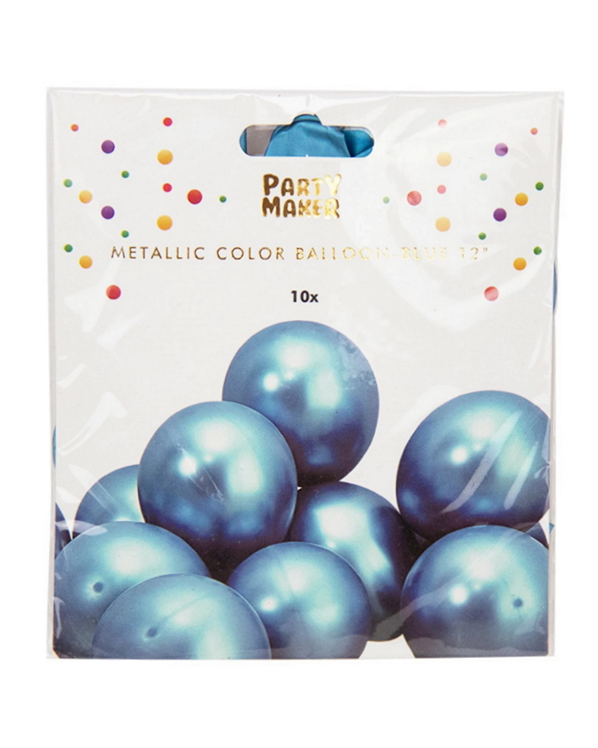 2 Partyrama Chrome Blue Balloons 30cm Round Pack of 10 - Blue, 2 of 2
