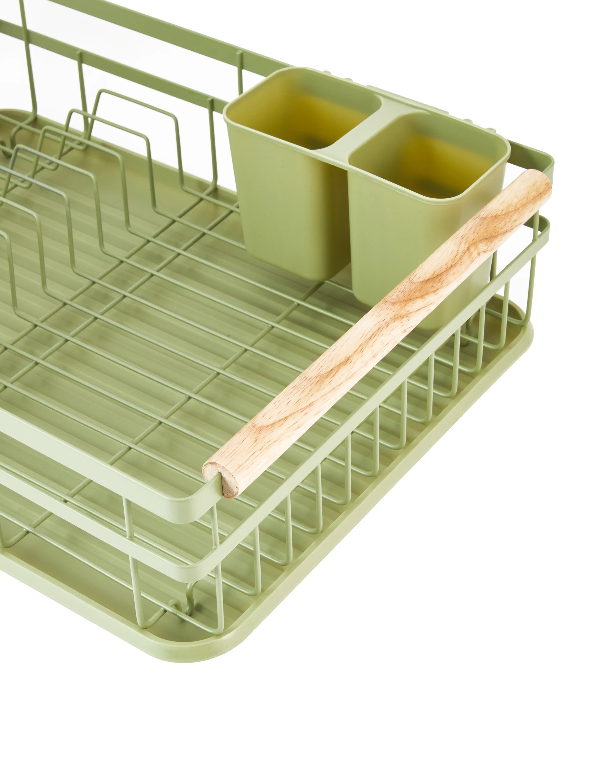 5 Green Wooden Handle Dish Rack, 5 of 6