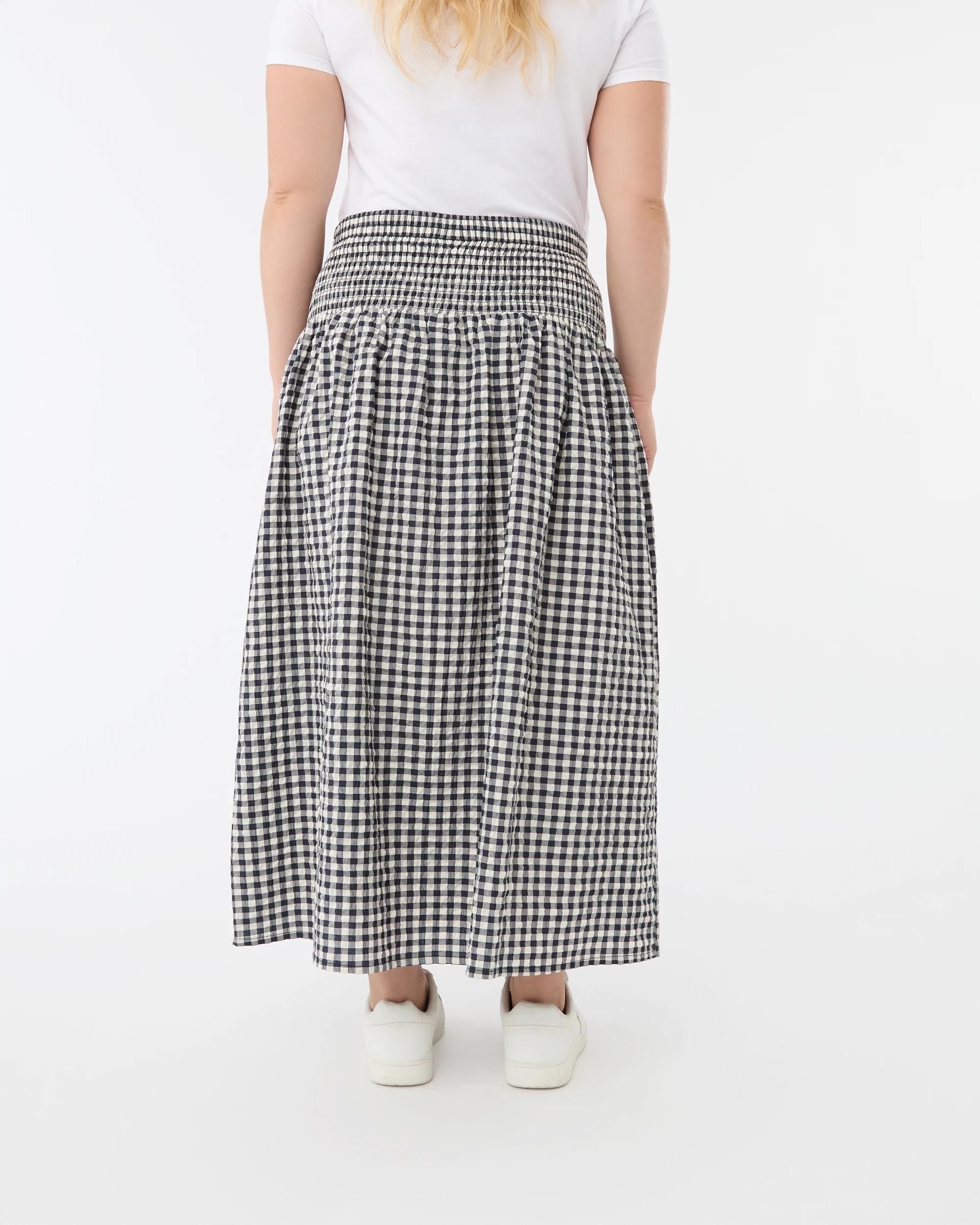 3 Shirred Midi Skirt Gingham, 3 of 5