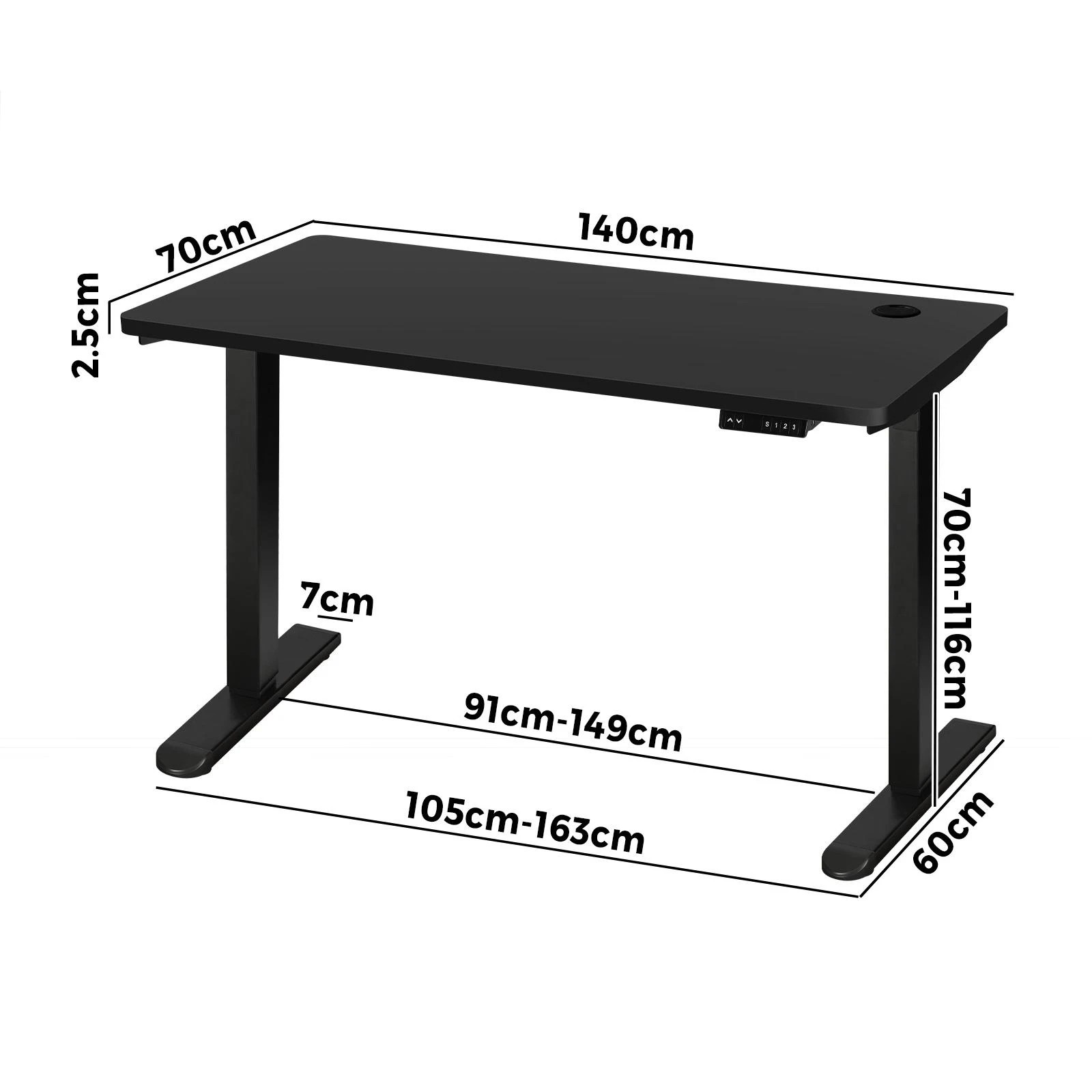 4 Oikiture 140cm Standing Desk Single Motor
 - Black, 4 of 4