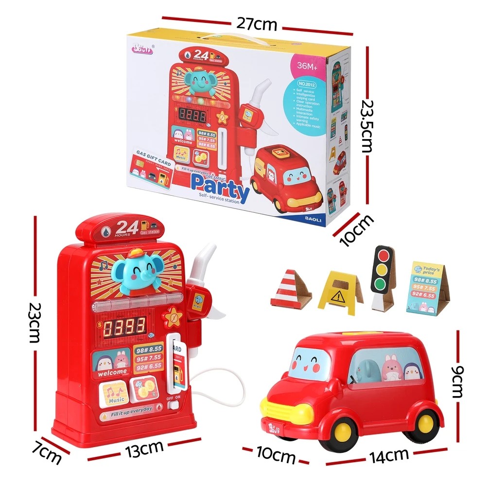 2 Keezi Kids Gas Petrol Station Pumper Pretend Play Toys Car Music Card - Red, 2 of 4