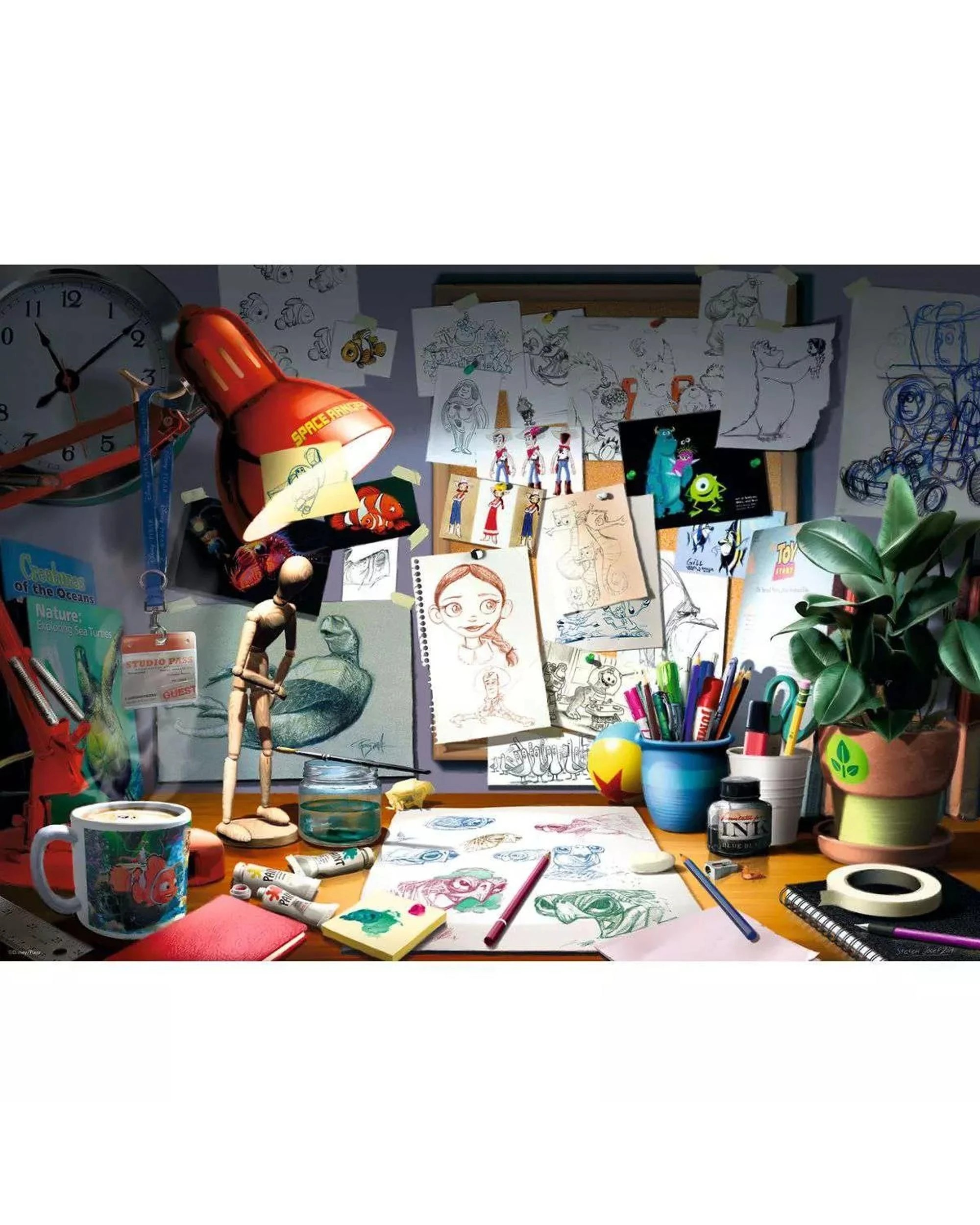 2 Ravensburger Disney Pixar the Artists Desk 1000 Piece Puzzle, 2 of 5