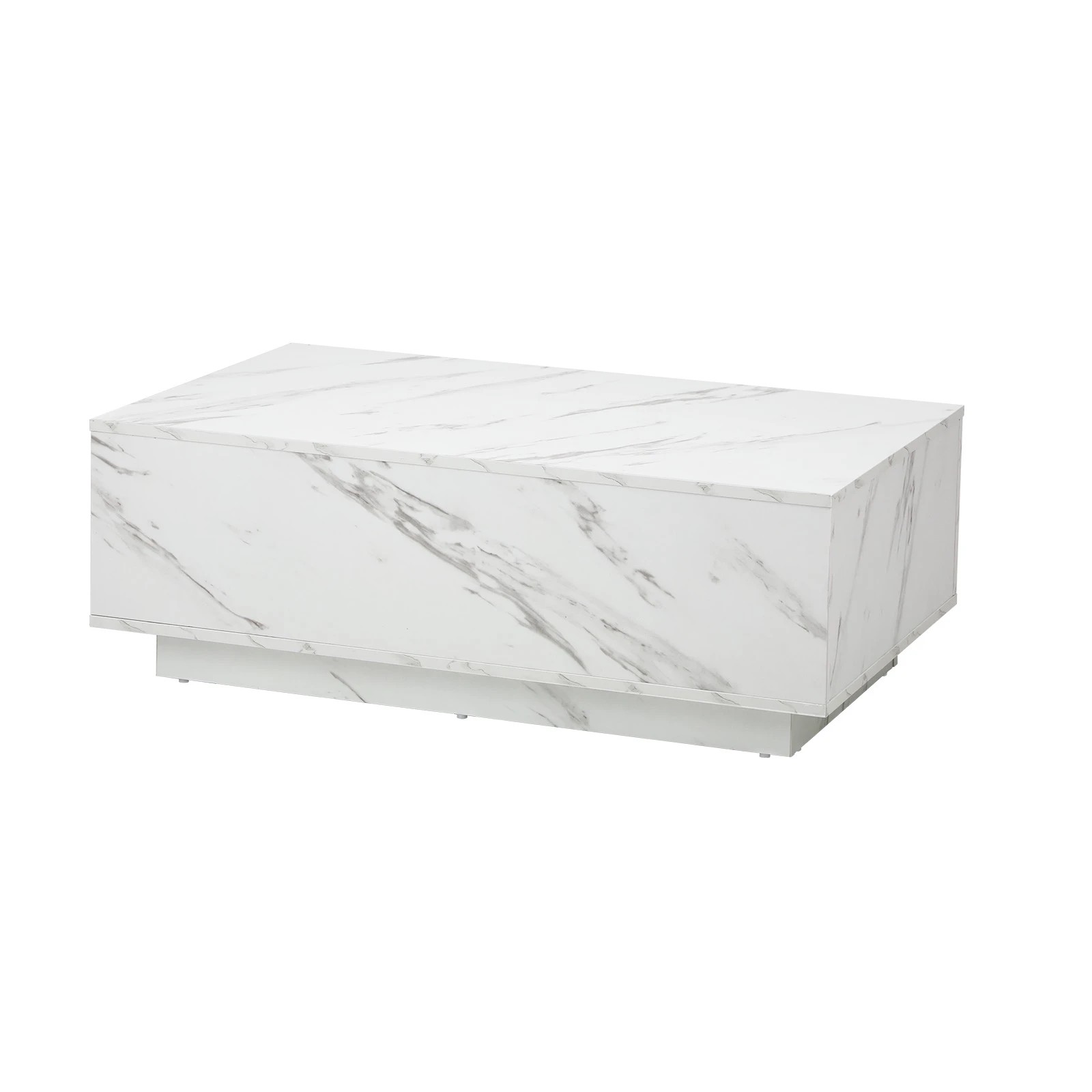 1 Oikiture Coffee Table Side Tables Sofa Cafe Desk Marble Effect Wooden
 - White, 1 of 10