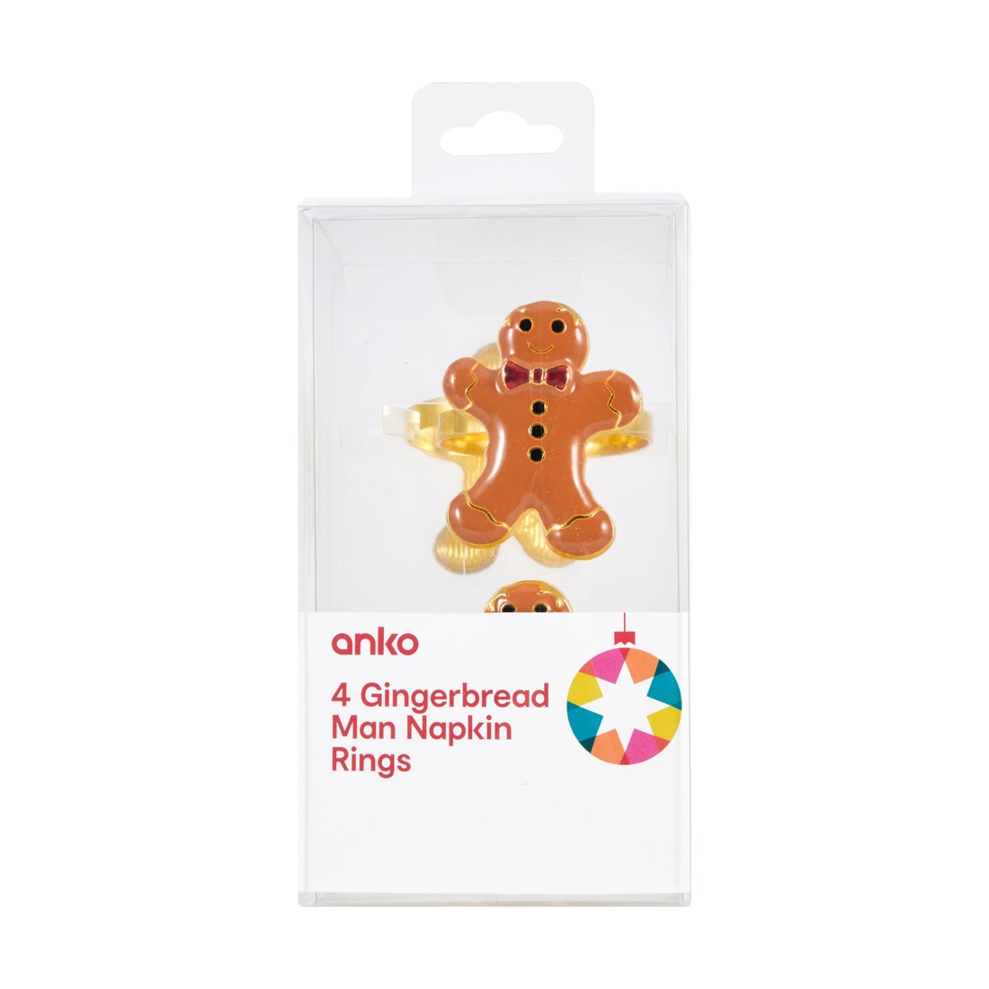 4 4 Pack Gingerbread Man Napkin Rings, 4 of 4