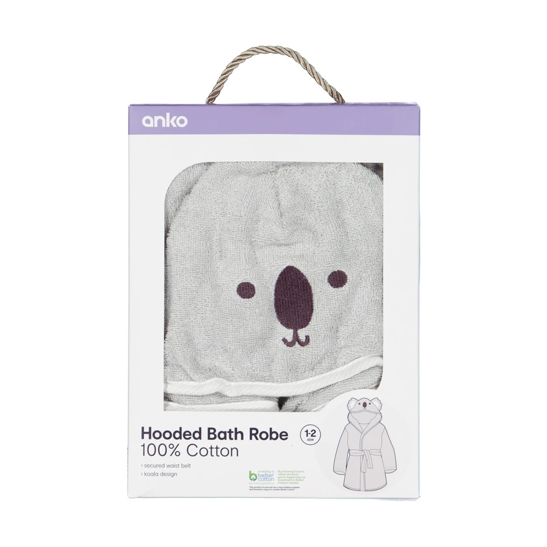 5 Cotton Hooded Bath Robe - Koala, 5 of 5