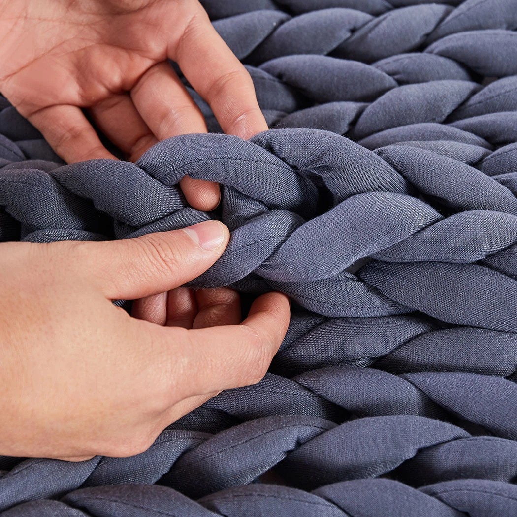 4 Dreamz 9Kg Knitted Weighted Blanket - Queen Bed - Grey, 4 of 9