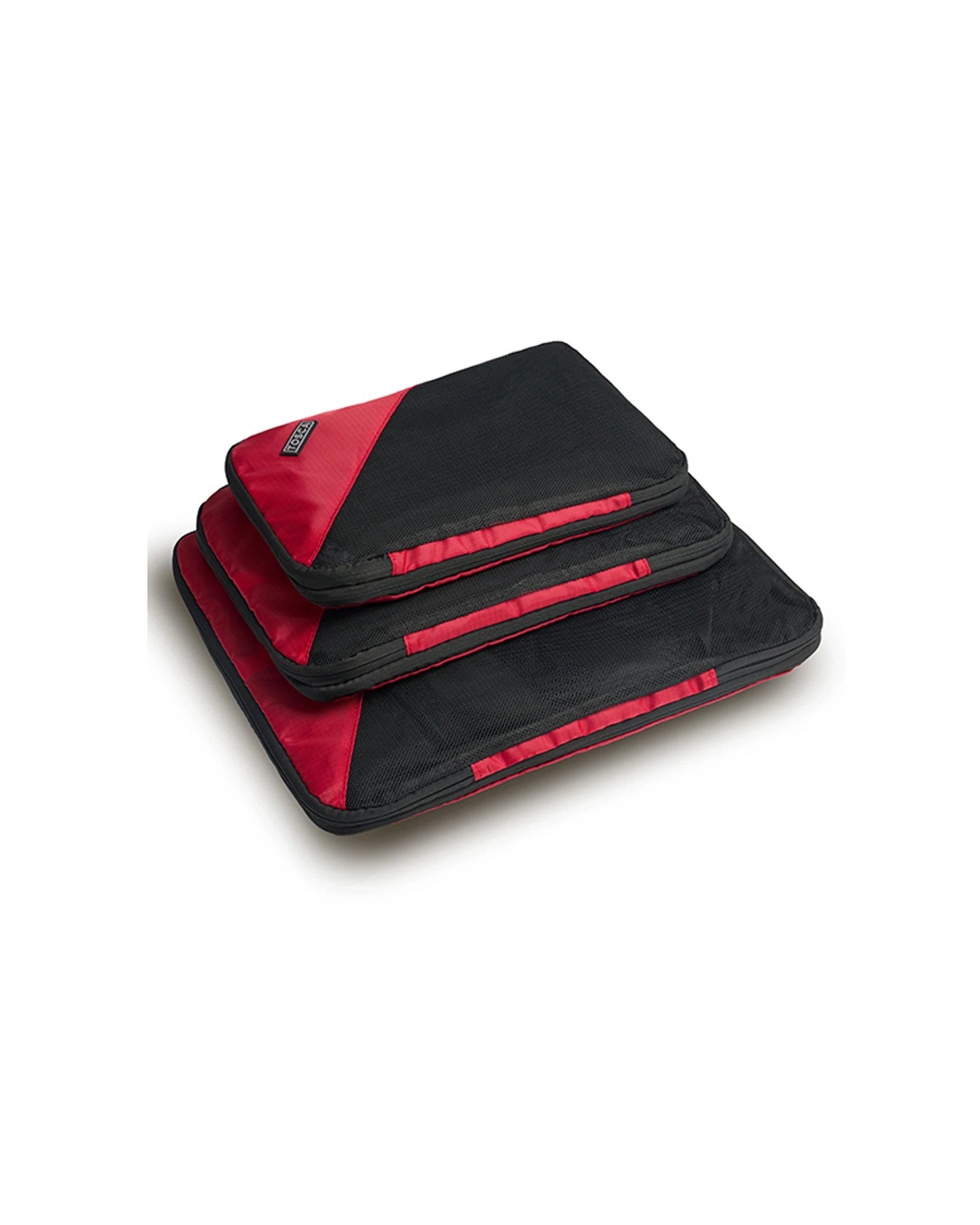 5 Tosca 2pc Compression Cube Men Travel Luggage Small Organisers - Red, 5 of 5
