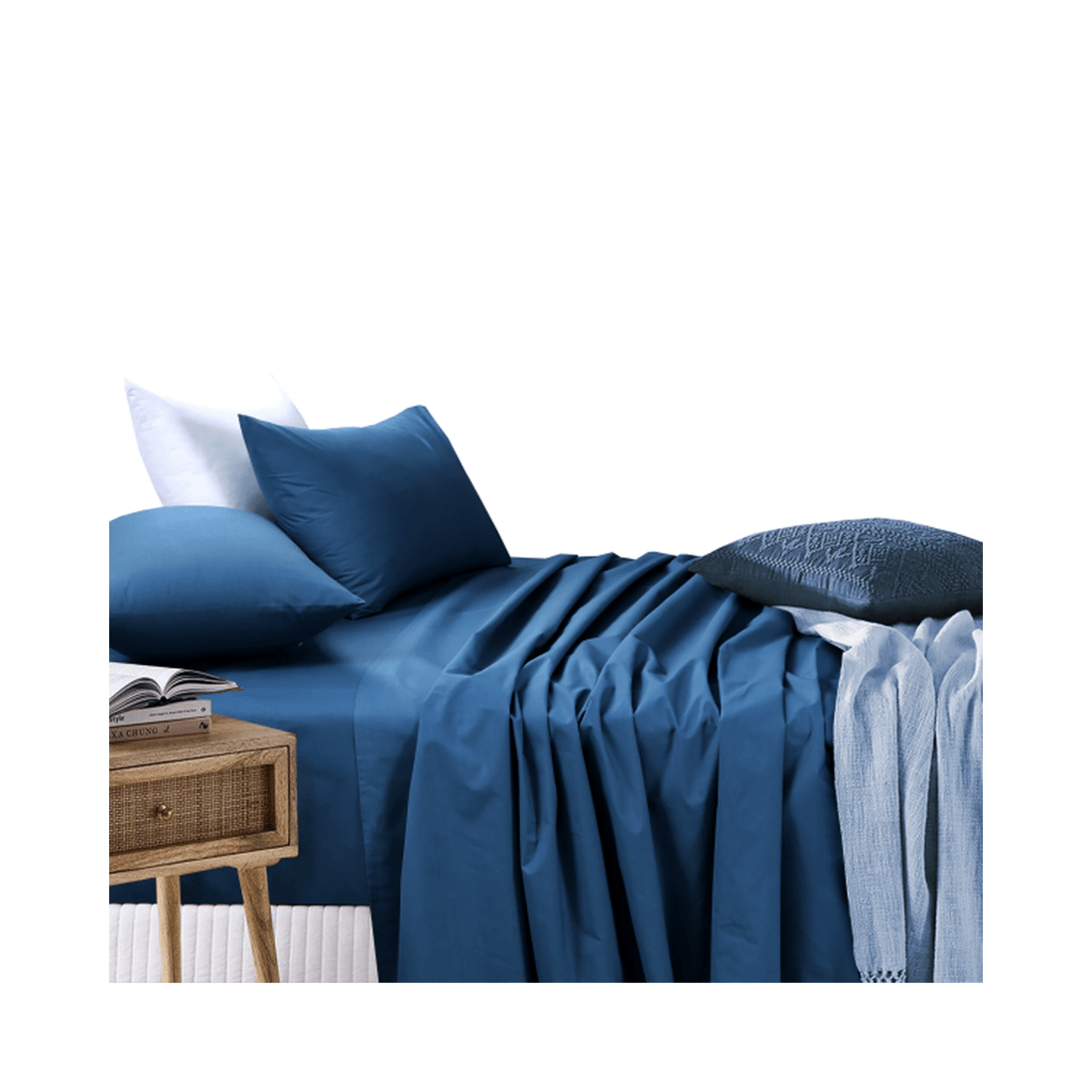 7 Amsons Mid Night Blue Queen Sheet Set – 180TC Cotton/Poly Fitted, Flat &amp; 2 Pillowcases - Blue, 7 of 7