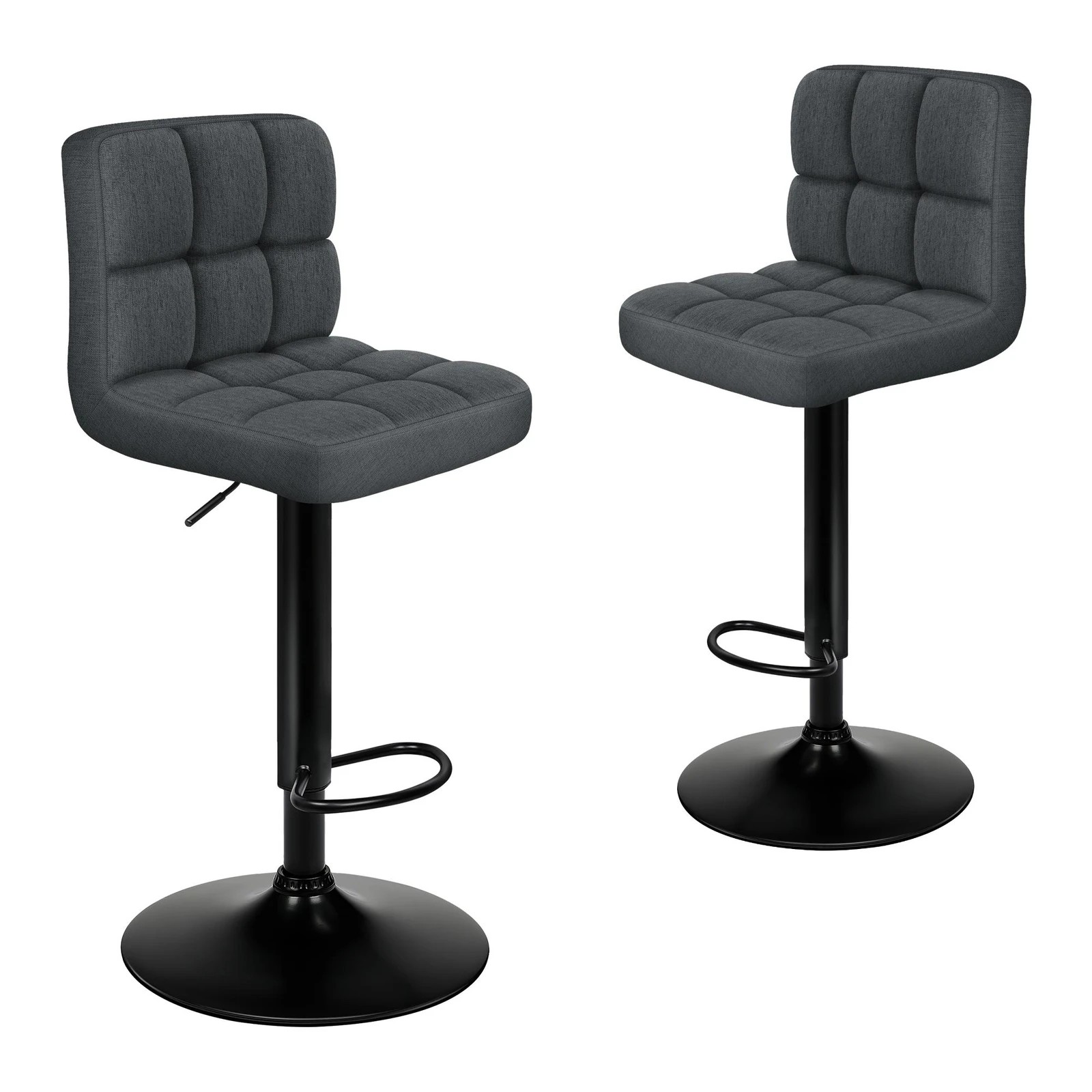 3 Alfordson 4x Bar Stools Ralph Kitchen Swivel Chair Fabric Gas Lift - Grey, 3 of 10