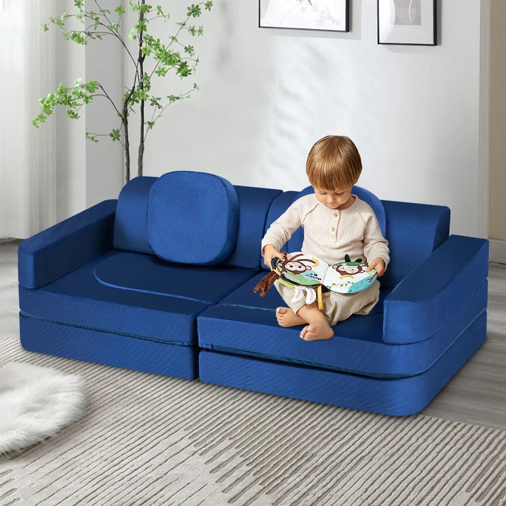 3 Playpals 12PCS Modular Kids Sofa Play Couch DIY Child Foam Playset - Blue, 3 of 3