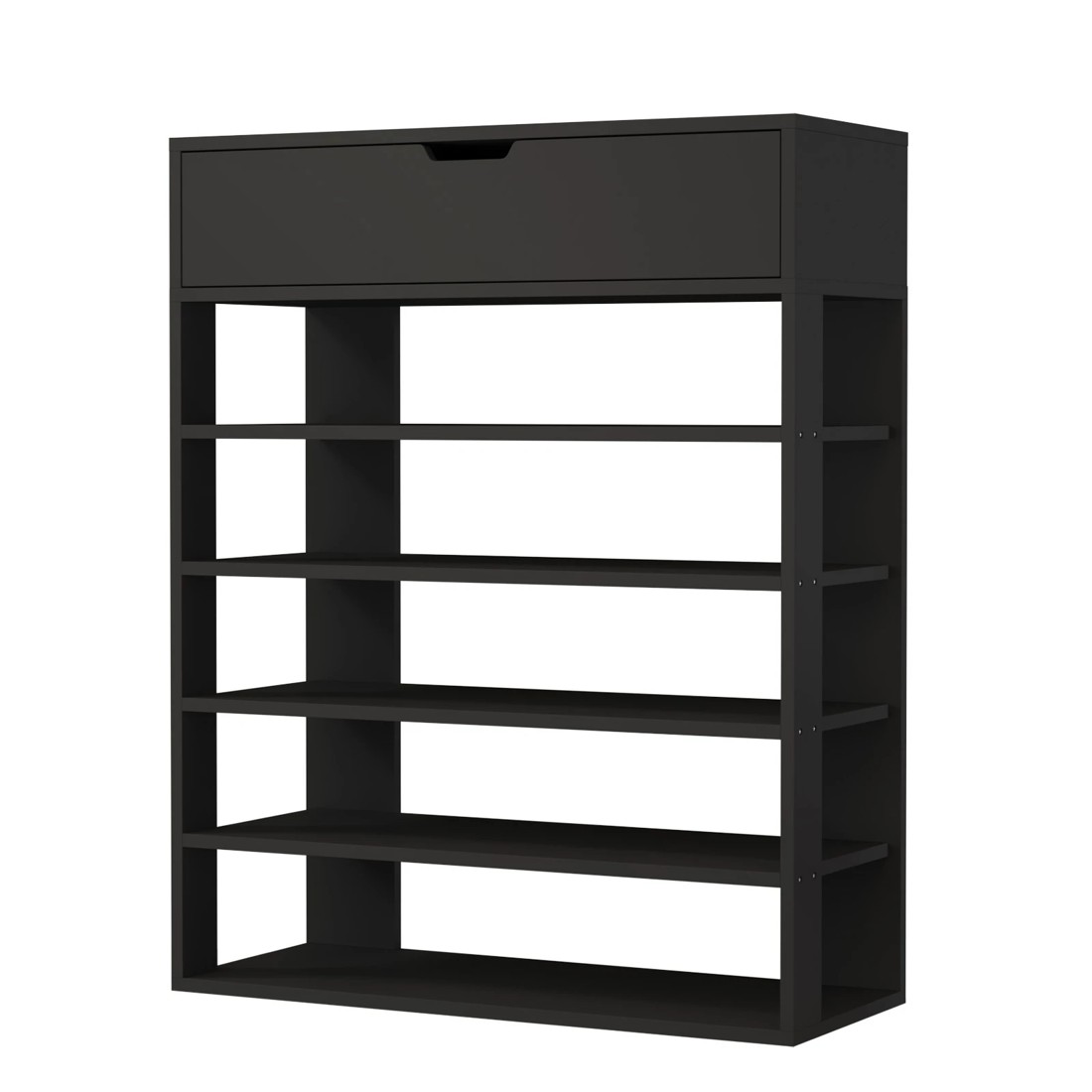 1 Oikiture Shoes Storage Rack 5-tier Shelves Shoe Storage Cabinet Drawer
 - Black, 1 of 10