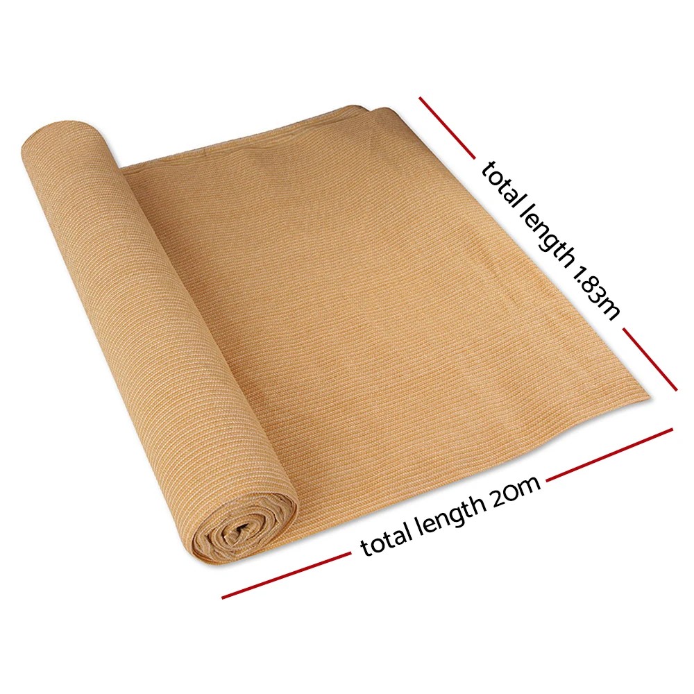 2 Instahut 90% Shade Cloth 1.83x20m Shadecloth Sail Heavy Duty - Beige, 2 of 7