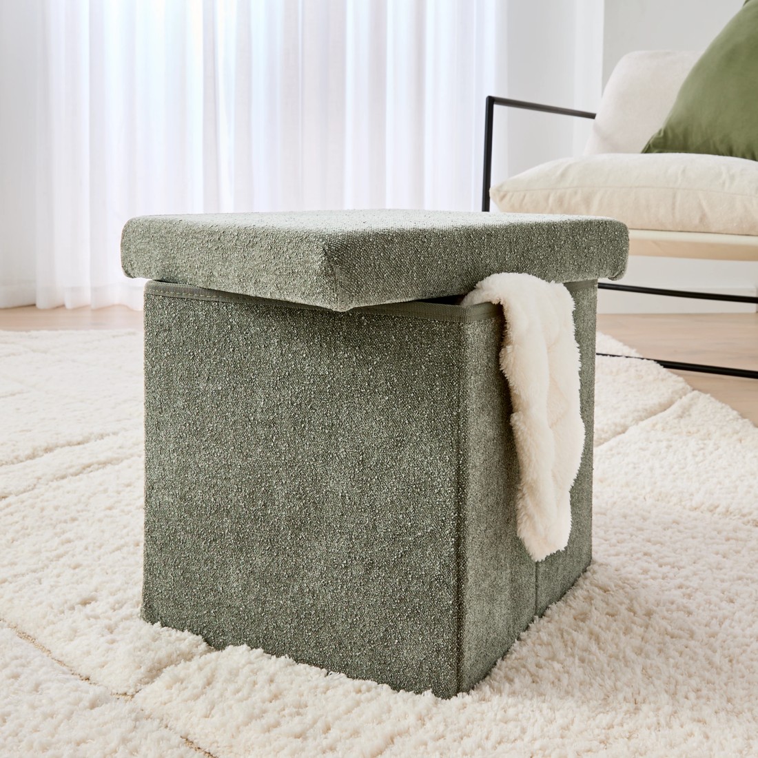 1 Square Storage Ottoman - Green, 1 of 10