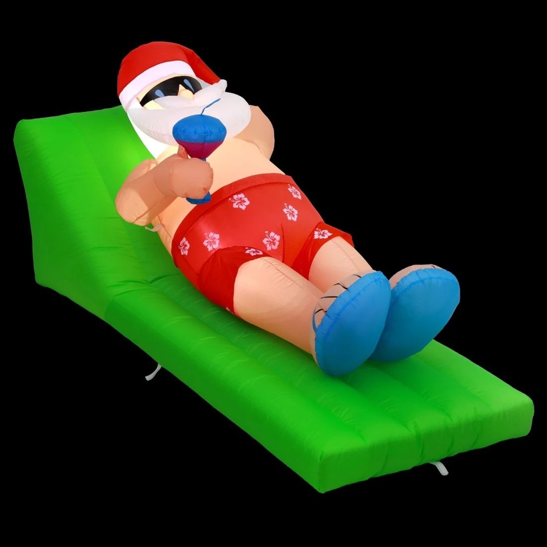 1 Jingle Jollys Christmas Inflatable Santa Bench 1.8M LED Illuminated Decorations - Multi, 1 of 6