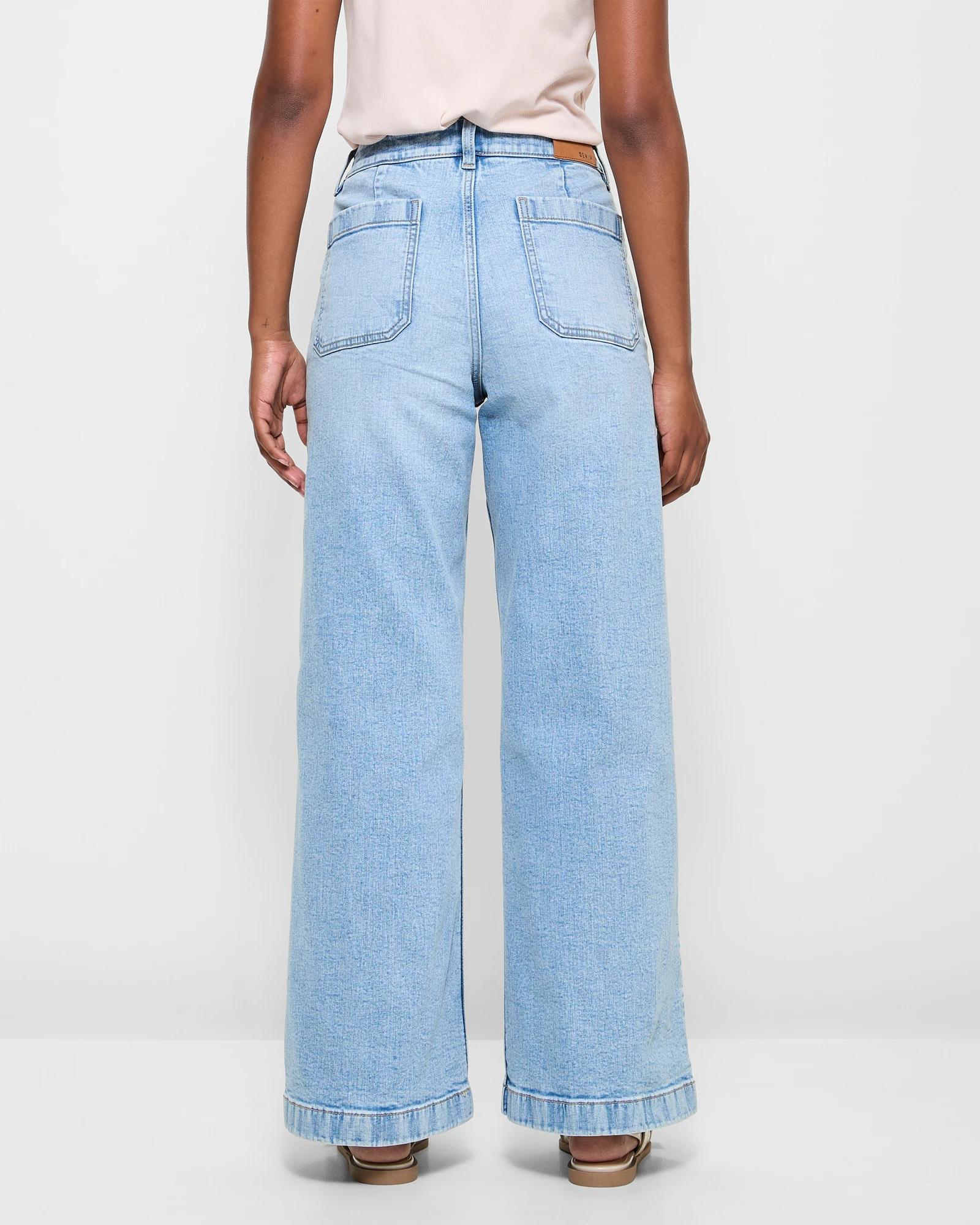 4 Target Petites Full Length Wide Leg Denim Jeans - Mila BRIGHT VINTAGE BLUE, 4 of 5