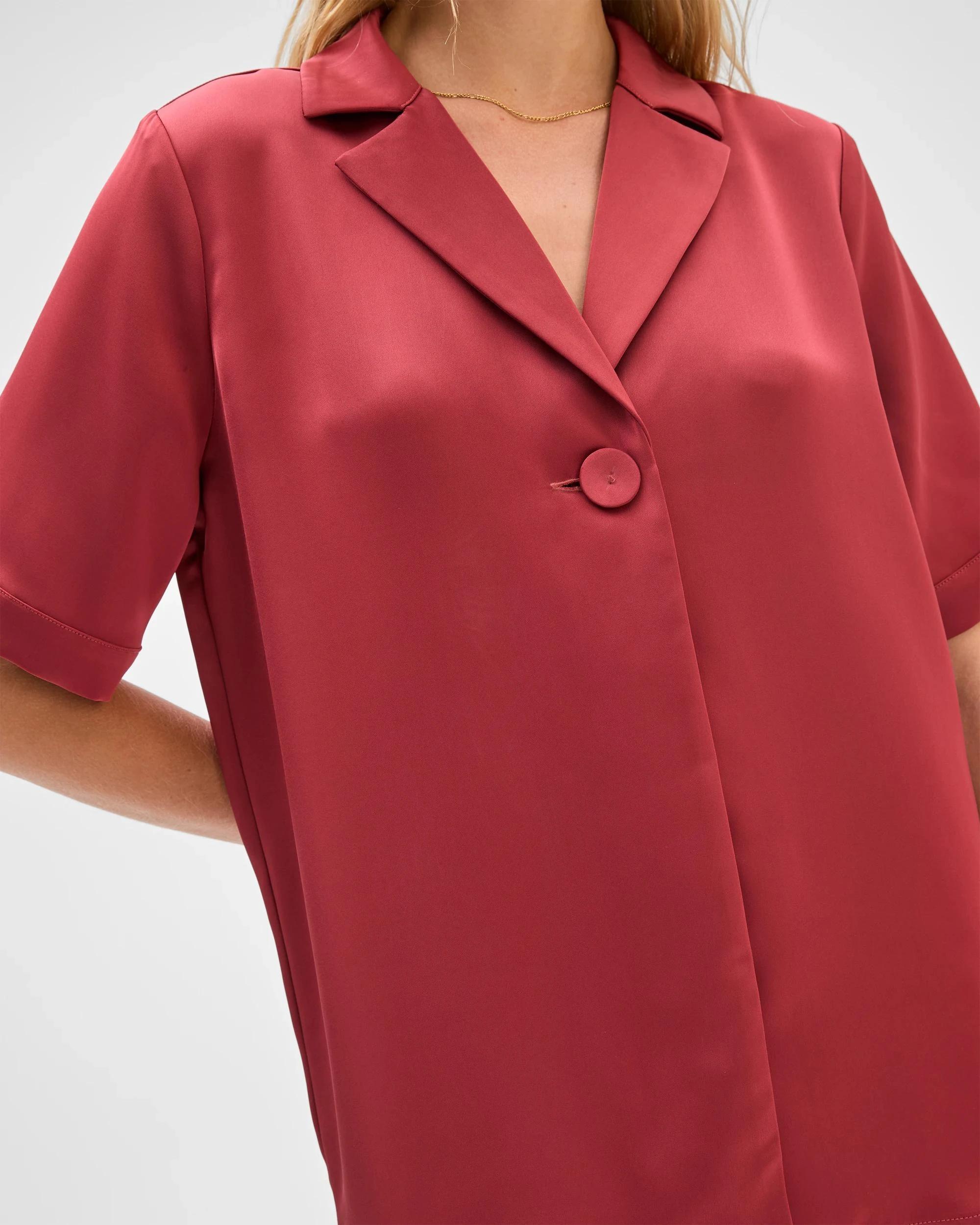 6 Preview Satin Short Sleeve Shirt POMEGRANATE, 6 of 7
