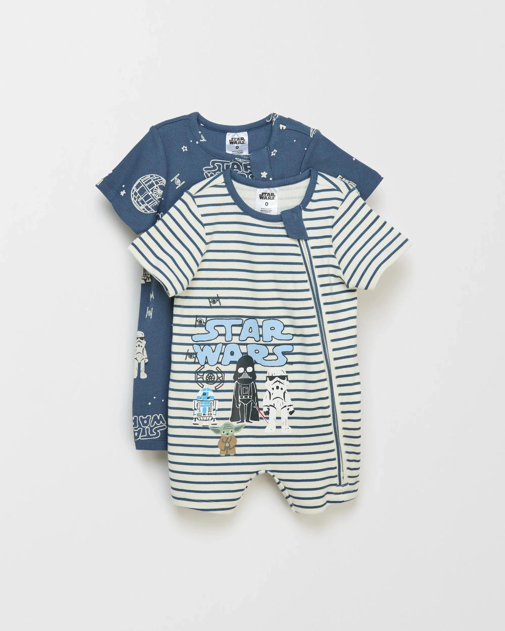1 Disney Organic Cotton Baby Rib Romper 2 Pack STAR WARS, 1 of 3