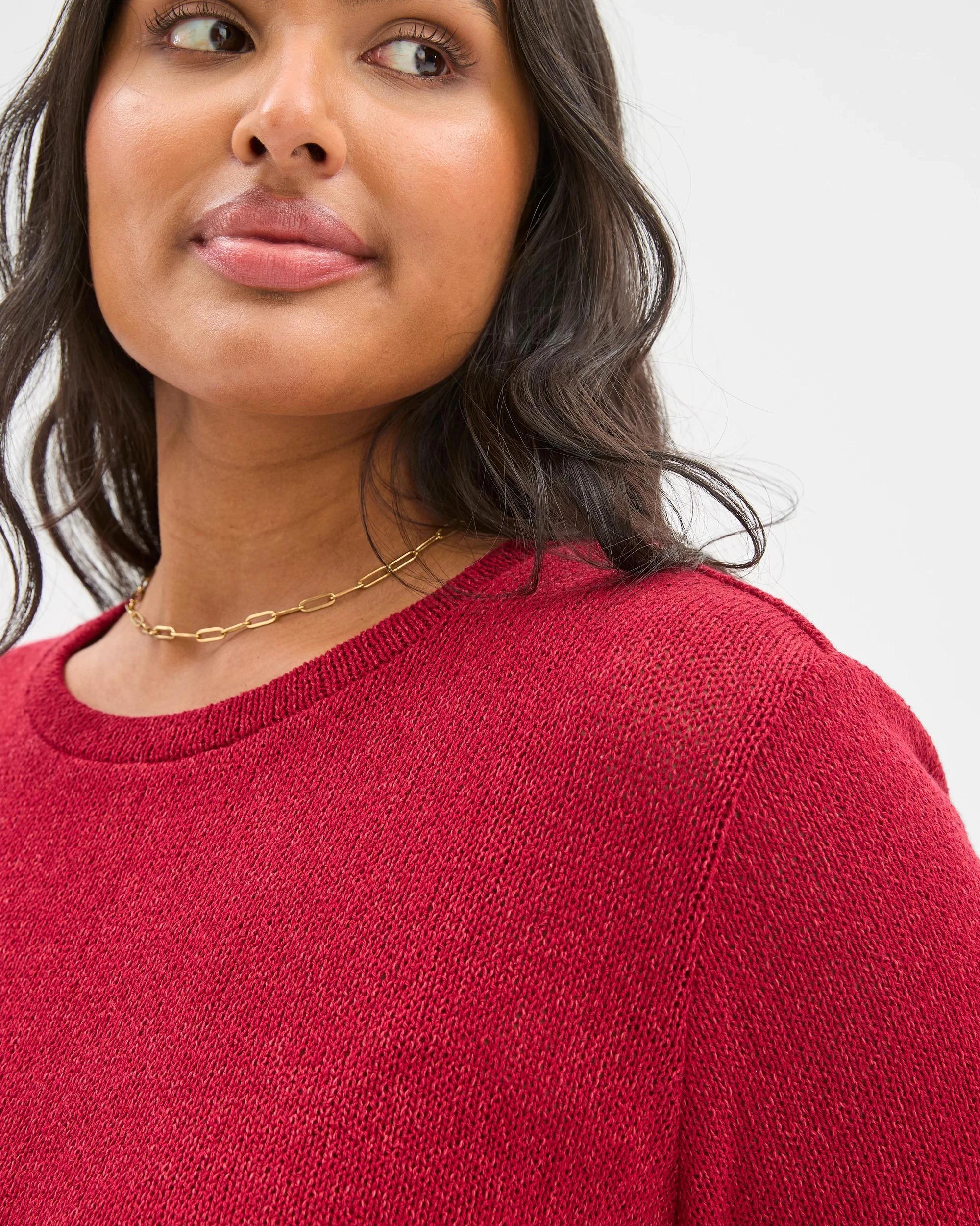 5 Target Plus Size Australian Cotton Blend Textured T-shirt RHUBARB MARLE, 5 of 5