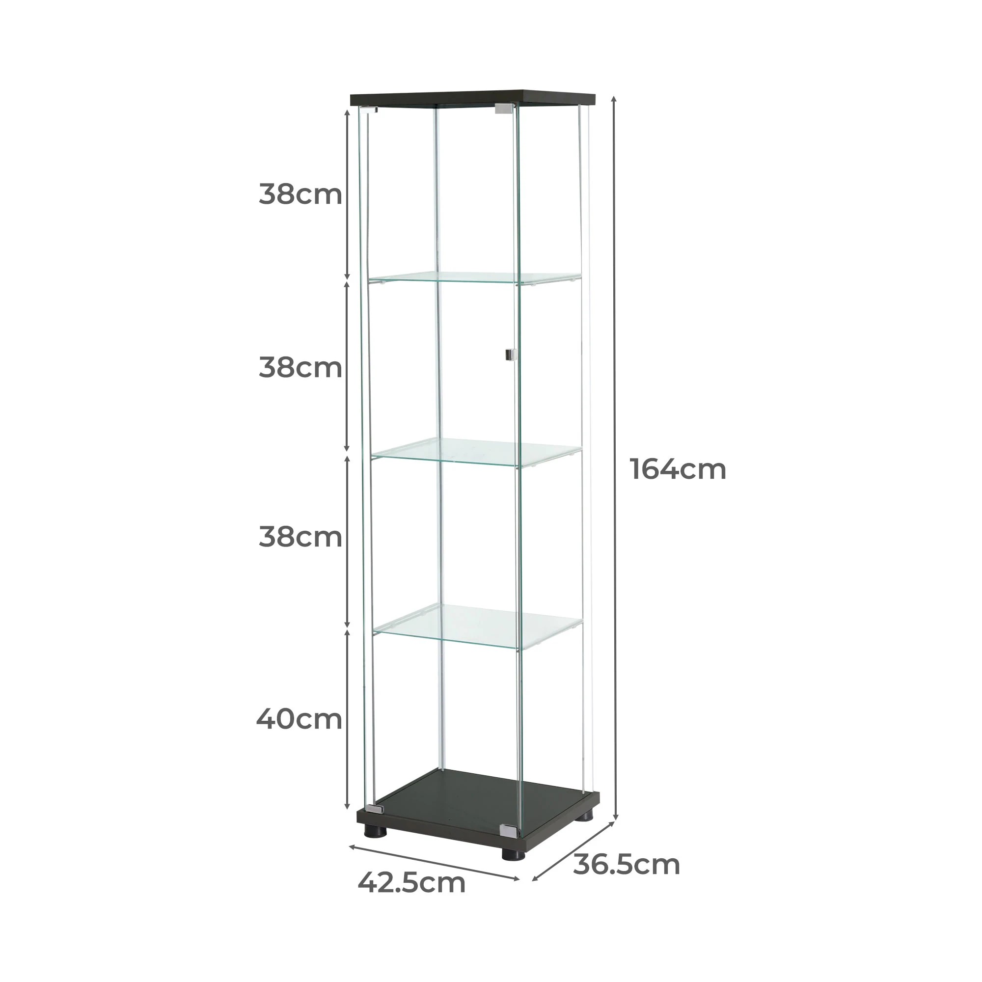3 Stacked Display Cabinet 4-Tier Glass Door - Black, 3 of 8