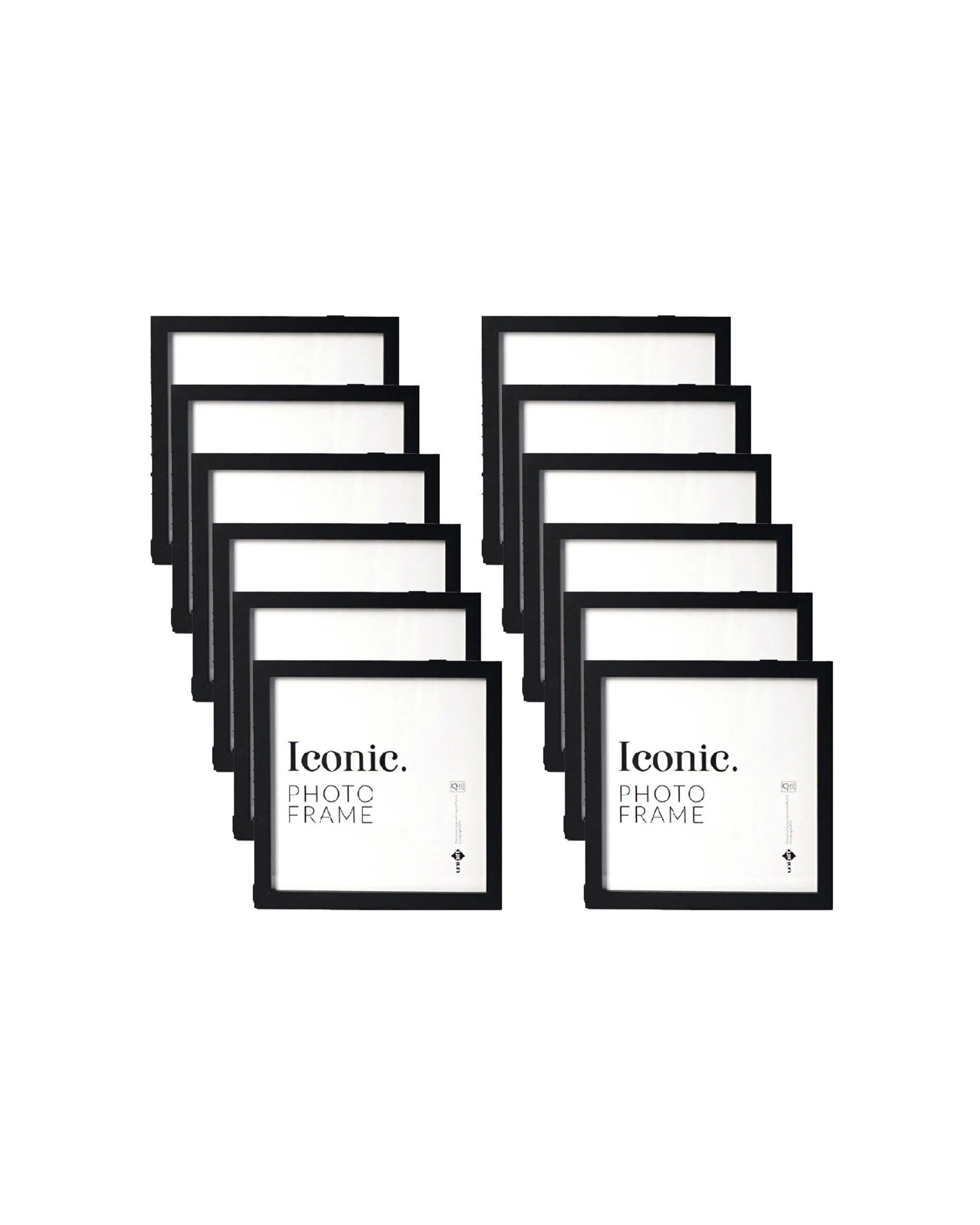 1 Unigift 12PK Iconic MDF Glass Photo Frame Picture Holder Home Decor 20x20cm - Black, 1 of 1