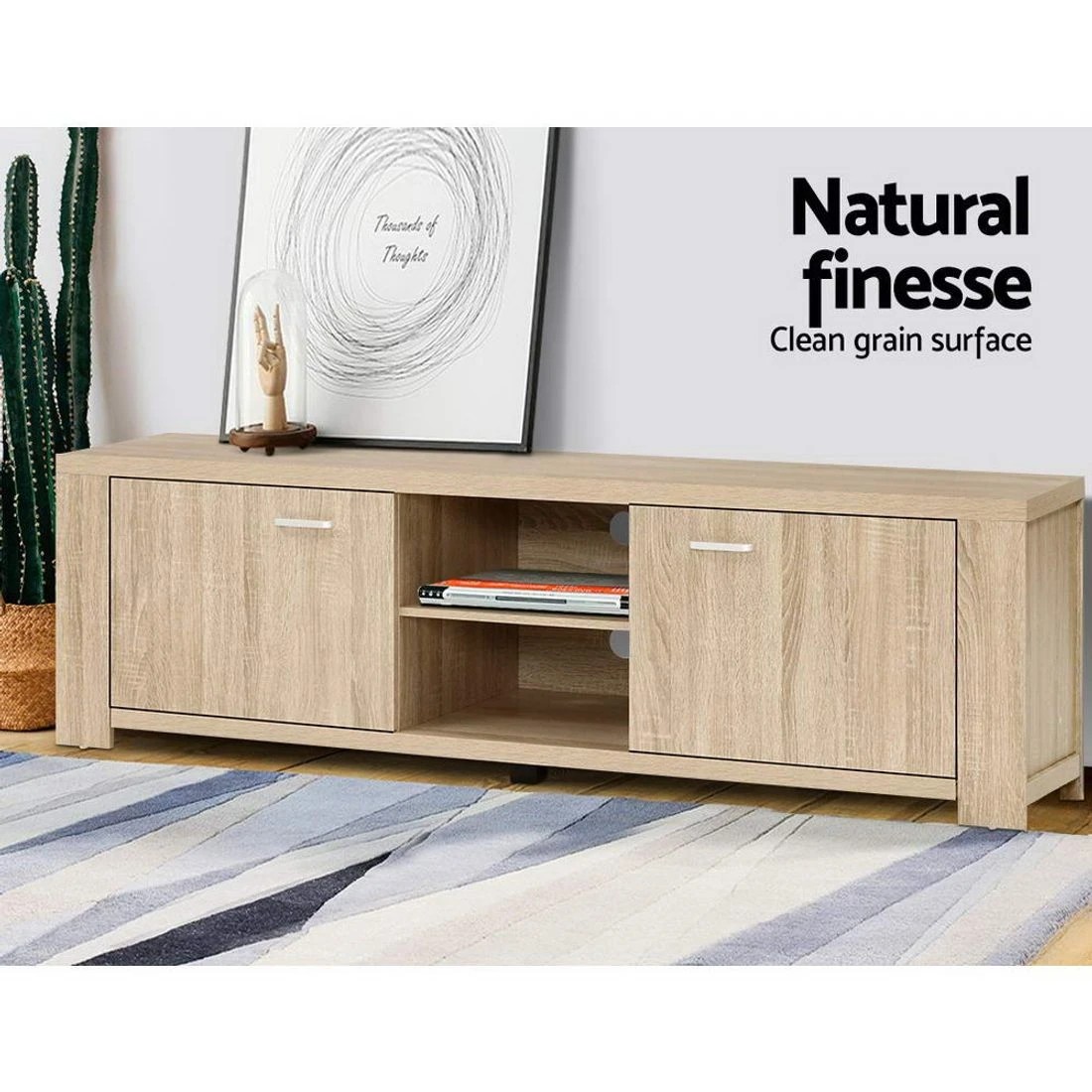 6 Artiss TV Cabinet Entertainment Unit 160cm - Natural, 6 of 8