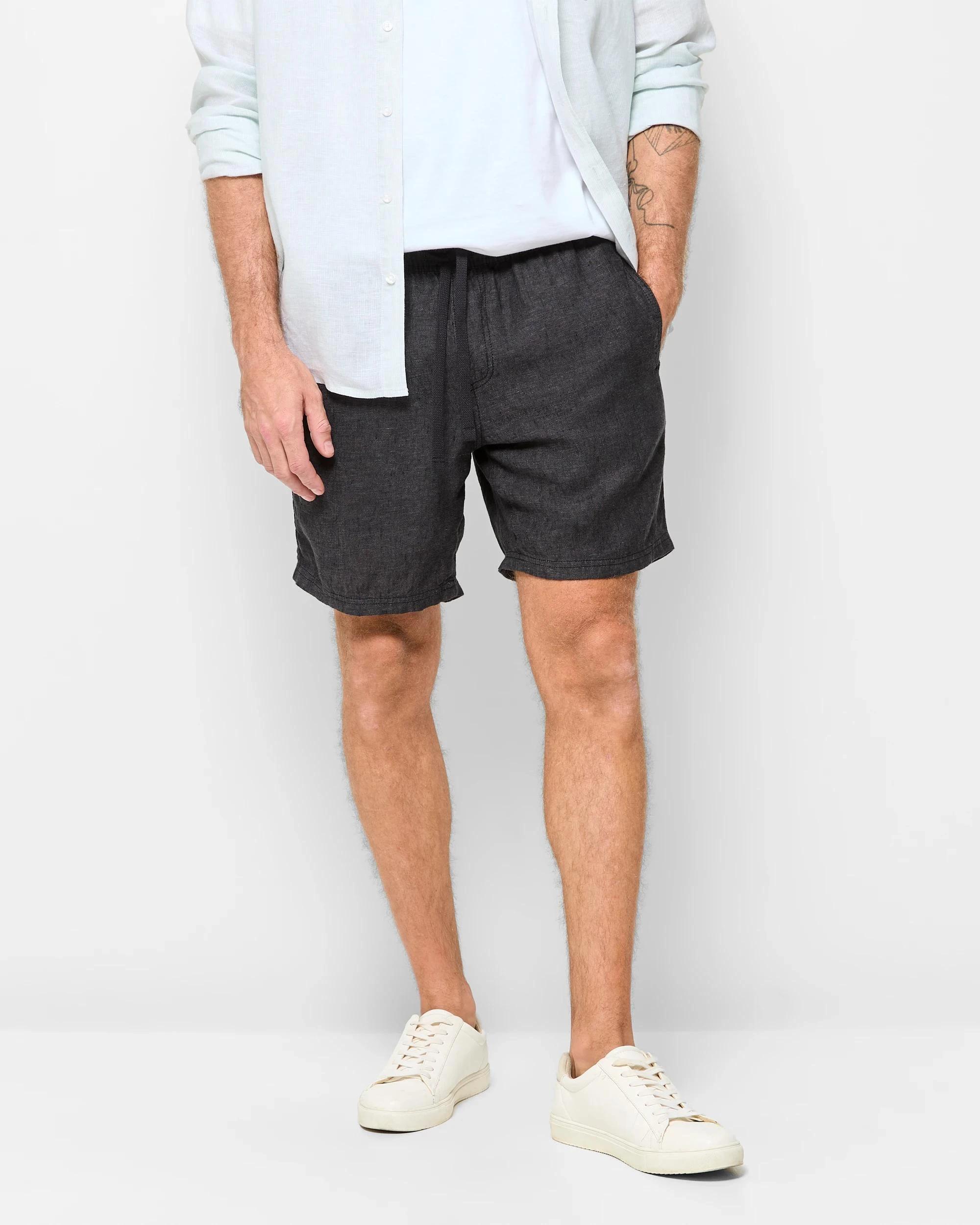 1 Target European Linen Shorts BLACK, 1 of 6