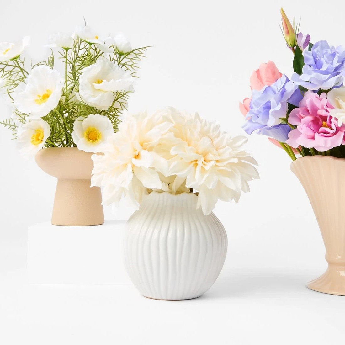 4 Artificial Florals in White Vase, 4 of 4