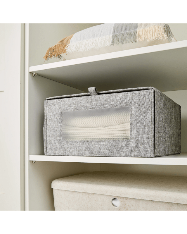 Linen Look Clothing Storage Box - Char