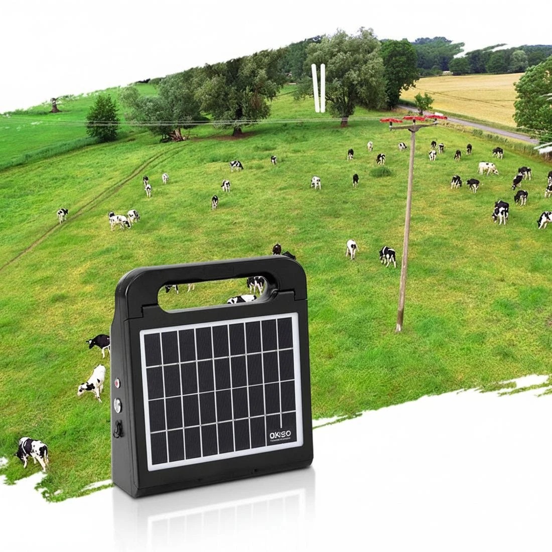 4 Giantz 5-10km Electric Fence Energiser Solar Farm 0.3J   - Black, 4 of 6
