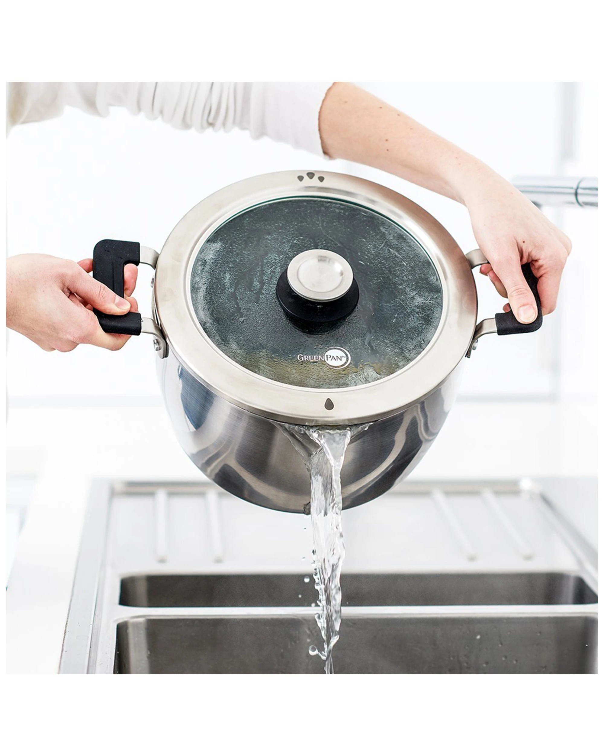 6 11pc Greenpan Levels Stackable Tri-ply Stainless Steel Home Kitchen Cooking Set
 - Silver, 6 of 8